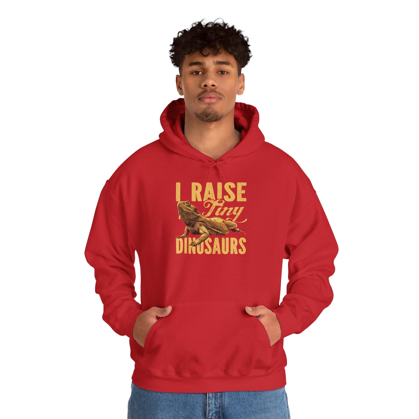 "I Raise Tiny Dinosaurs" Cozy Unisex Hooded Sweatshirt with Bold Print - Great for Reptile Lovers