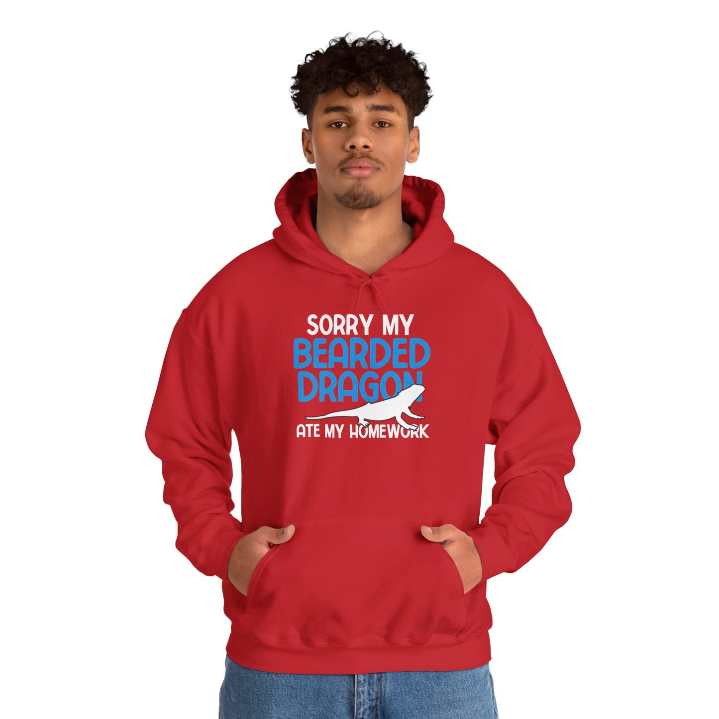 "Bearded Dragon Ate My Homework" Unisex Hooded Sweatshirt with Bold Print - Great for Reptile Lovers