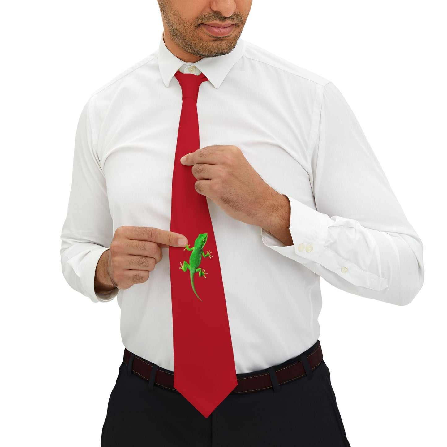 Anole Climbing Stylish Necktie Design - Perfect for Formal Events & Gifts - For Reptile Lovers