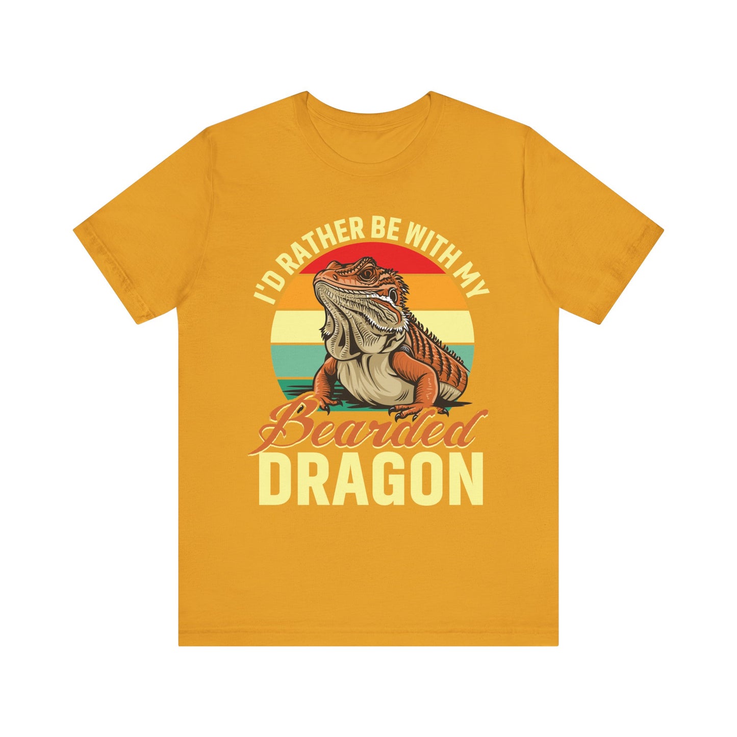 "I'd Rather Be With My Bearded Dragon" Print Unisex Jersey Tee - Casual Everyday Wear - Great for Reptile Lovers