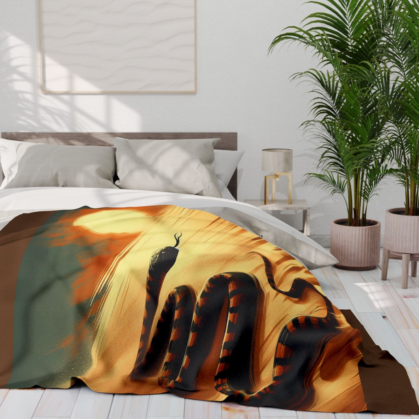 Snake in the Desert Cozy Arctic Fleece Blanket | Perfect for Home Decor, Gifting, and Cozy Nights - Snuggle up with a Reptile