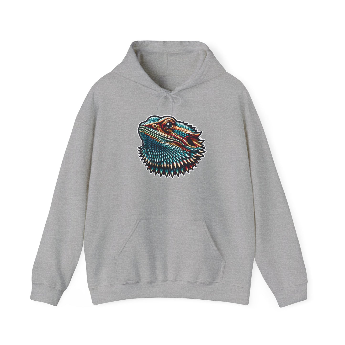 Beardie Head Unisex Hooded Sweatshirt with Bold Print - Great for Reptile Lovers