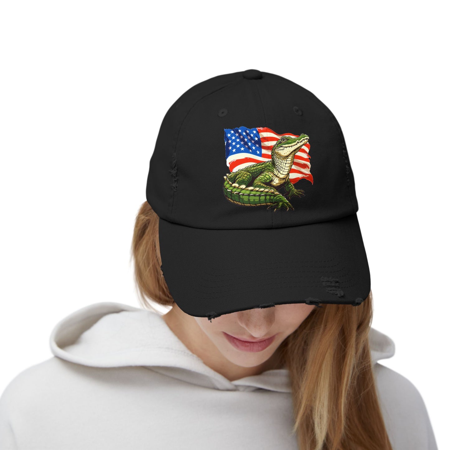 Gator Flag Unisex Distressed Cap - Casual Streetwear Hat for Everyday Use - Great for Reptile Lovers