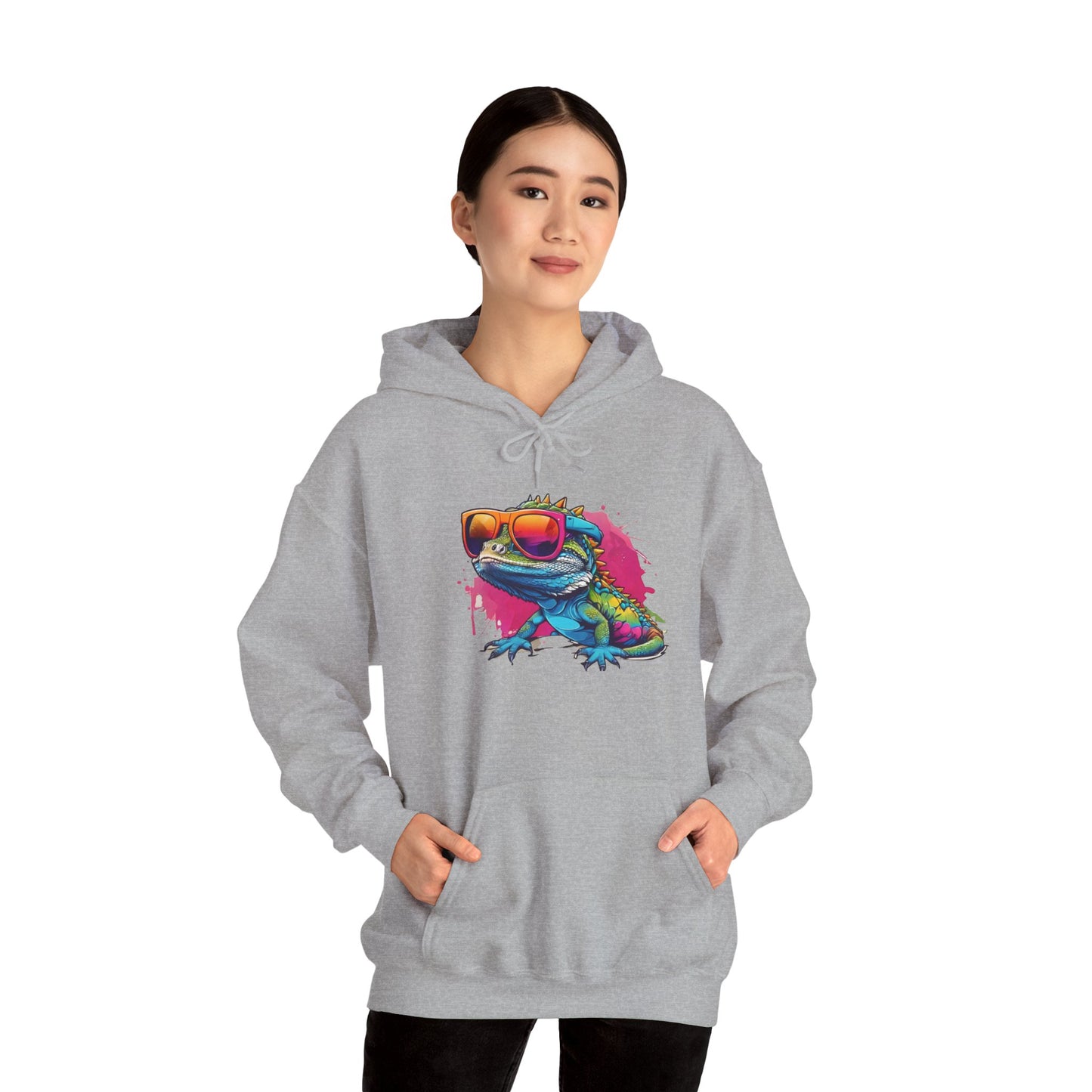 Cool Lizard Unisex Hooded Sweatshirt with Bold Print - Great for Reptile Lovers