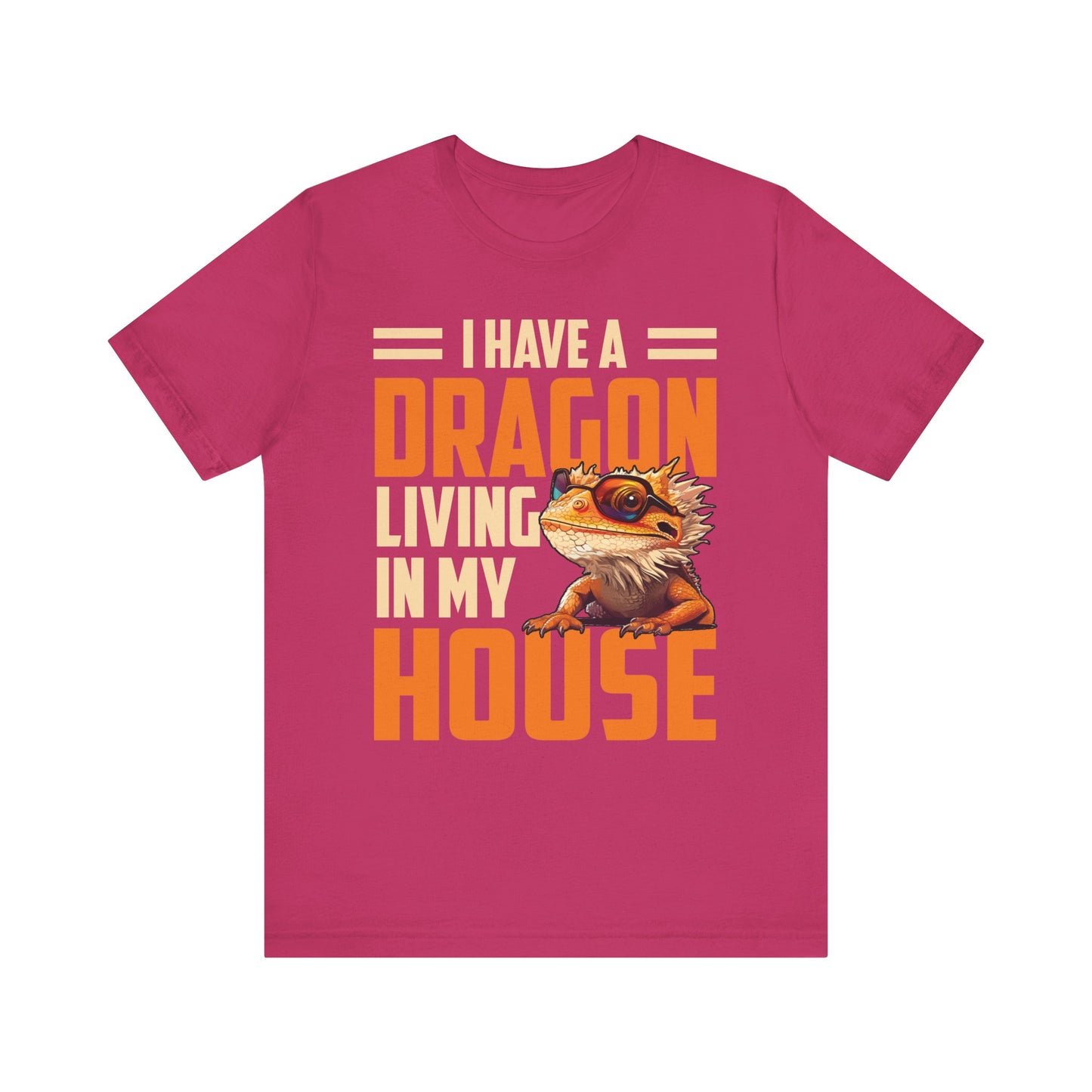 "I Have a Dragon Living in My House" Print Unisex Jersey Tee - Casual Everyday Wear - Great for Reptile Lovers