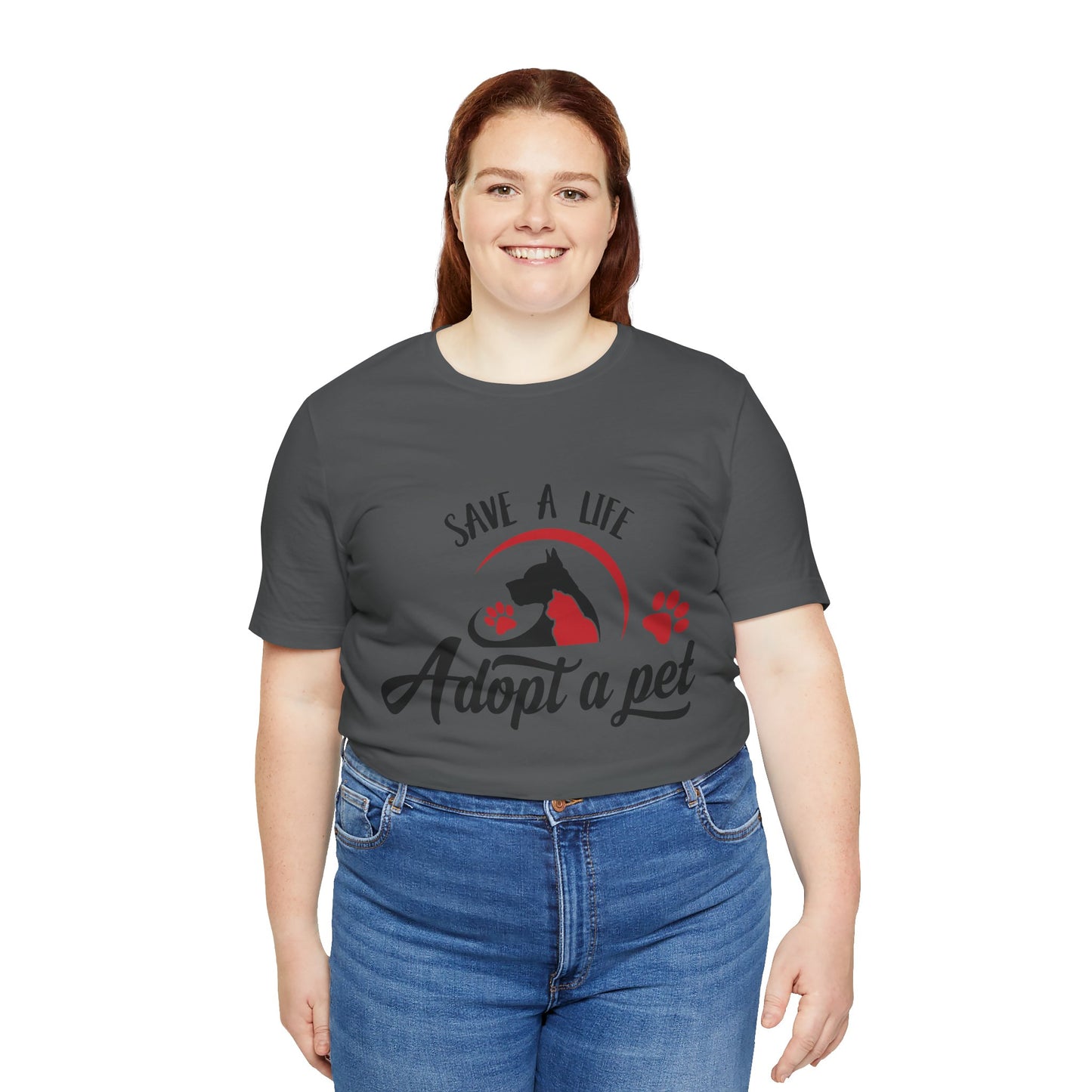 "Adopt a Pet" Print Unisex Jersey Tee - Casual Everyday Wear - Great for Pet Lovers