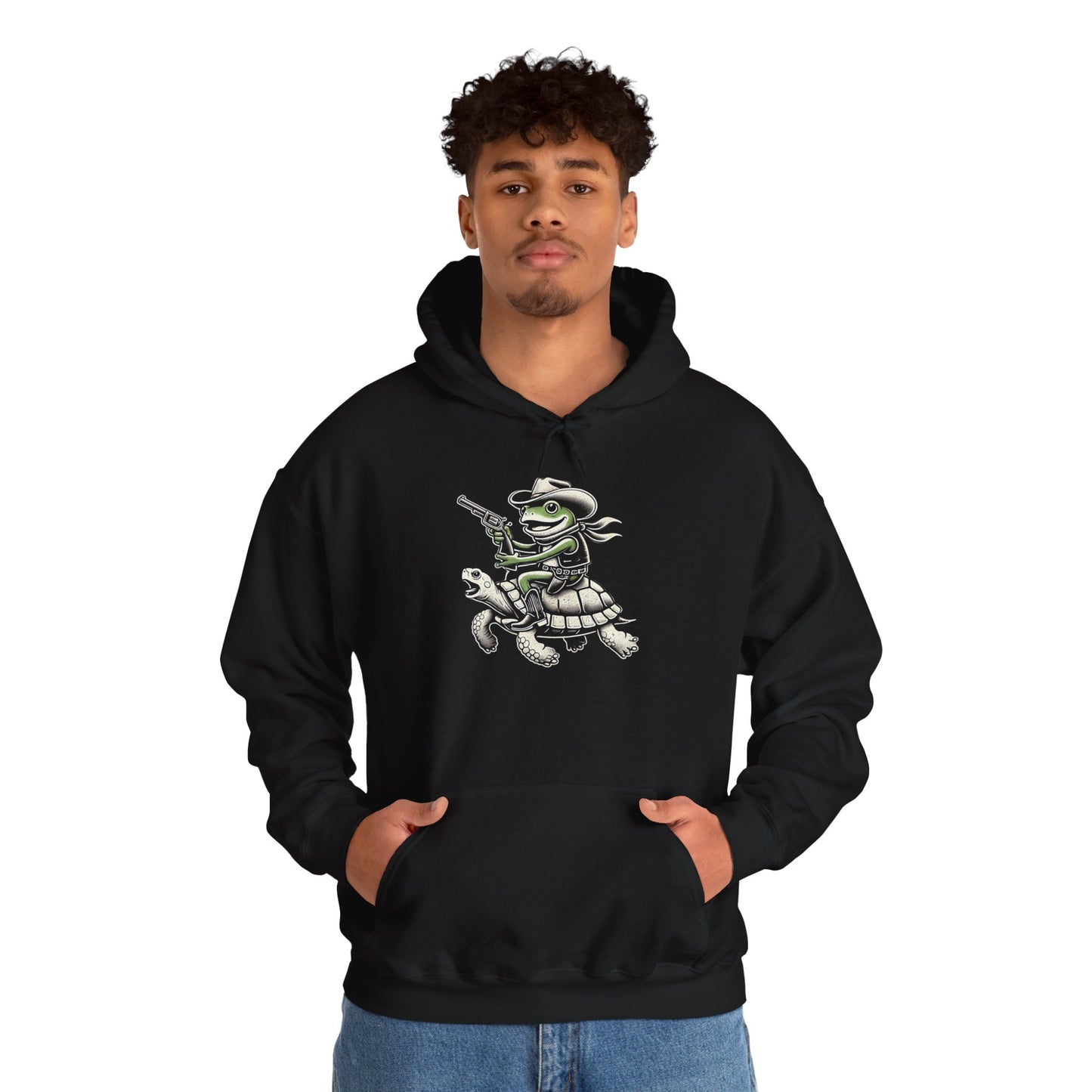 Frog Cowboy Unisex Hooded Sweatshirt with Bold Print - Great for Reptile Lovers