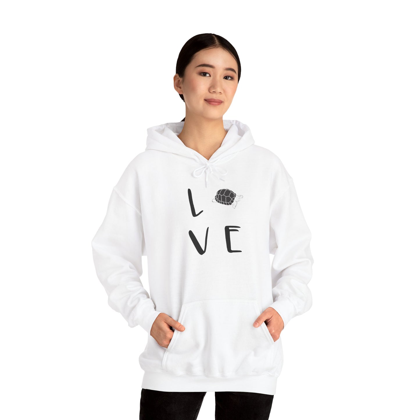 Tortoise Love Cozy Unisex Hooded Sweatshirt with Bold Print - Great for Reptile Lovers