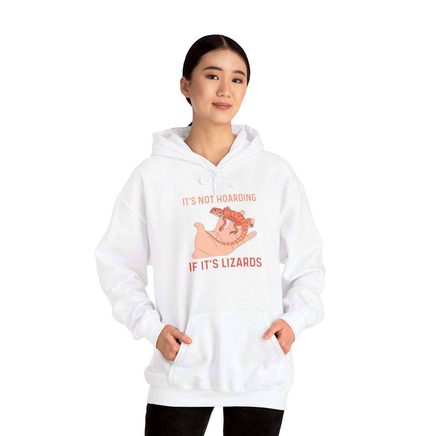 "Not Hoarding If It's Lizards"" Unisex Hooded Sweatshirt with Bold Print - Great for Reptile Lovers