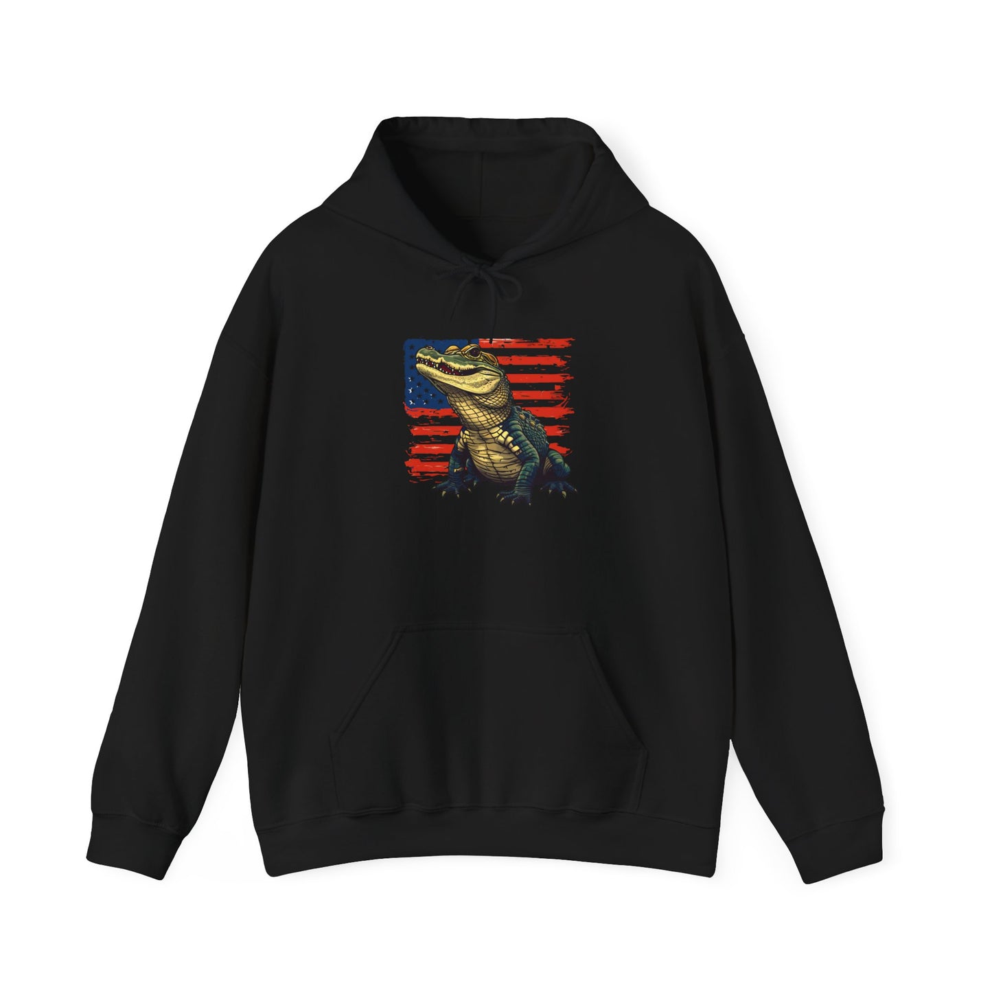 Flag Gator Cozy Unisex Hooded Sweatshirt with Bold Print - Great for Reptile Lovers