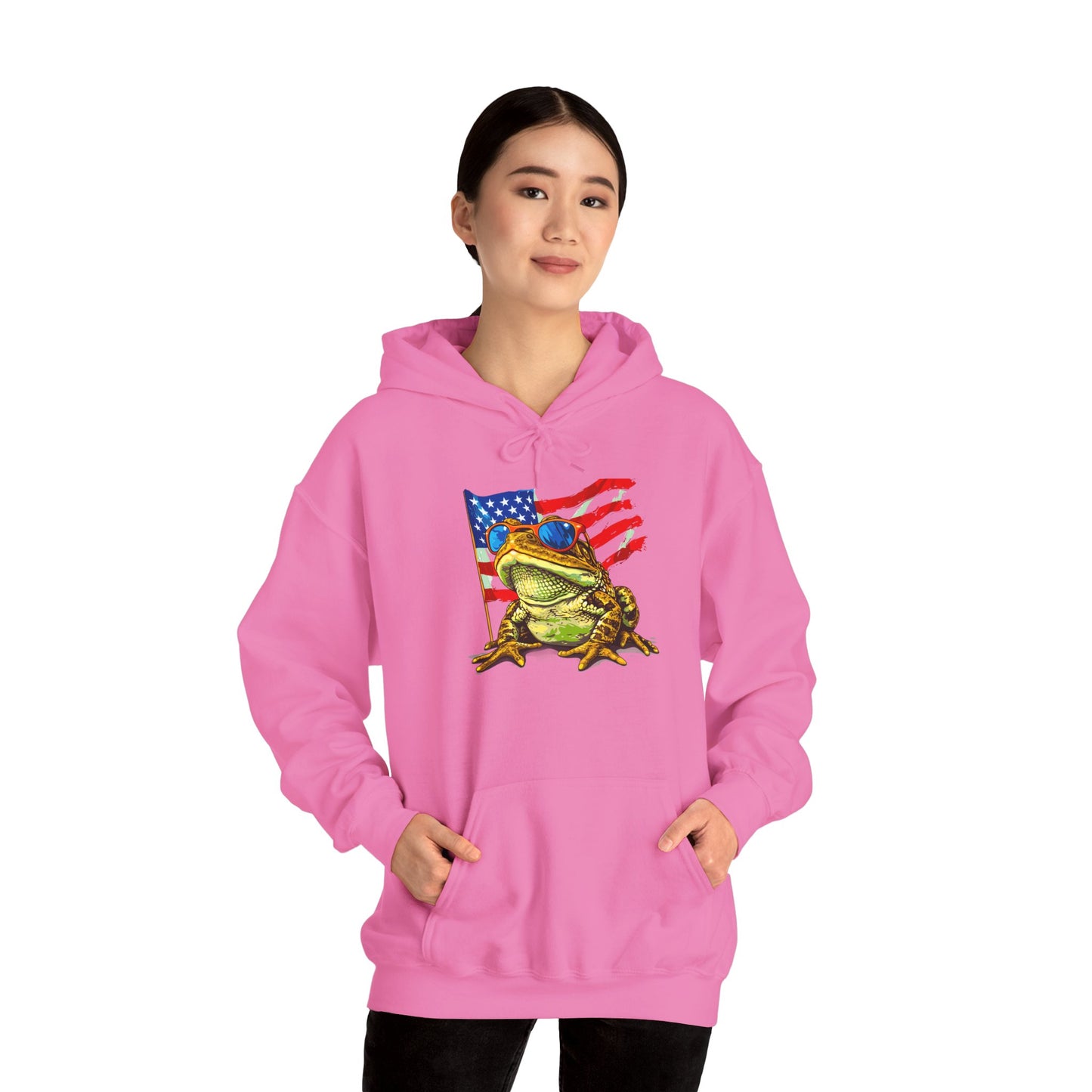 Flag Frog Cozy Unisex Hooded Sweatshirt with Bold Print - Great for Reptile Lovers