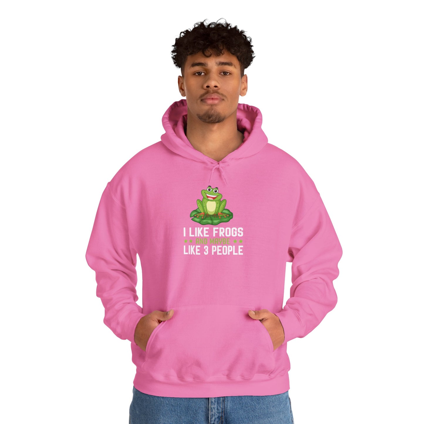 "Frogs and Maybe 3 People" Unisex Hooded Sweatshirt with Bold Print - Great for Frog Lovers