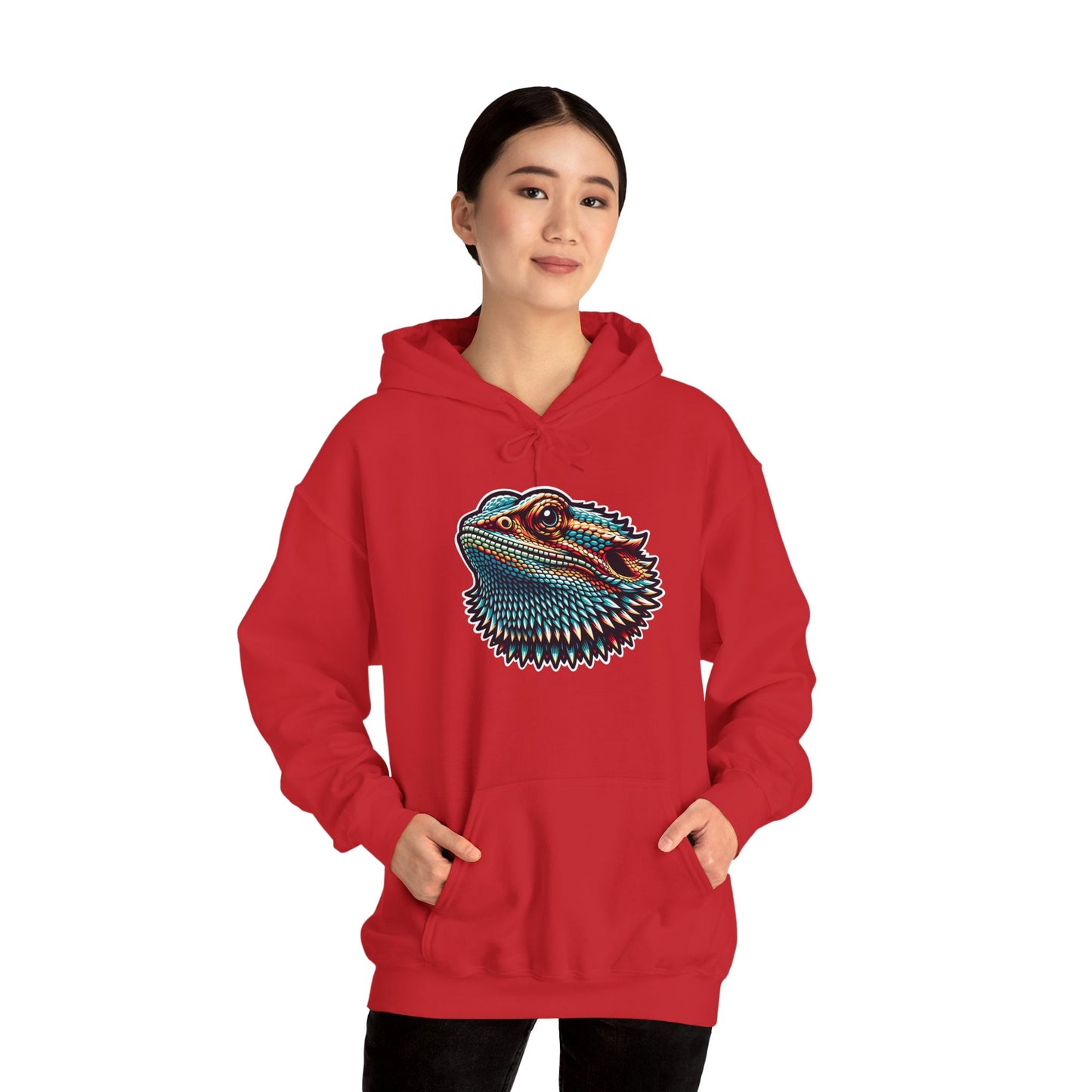 Beardie Head Unisex Hooded Sweatshirt with Bold Print - Great for Reptile Lovers