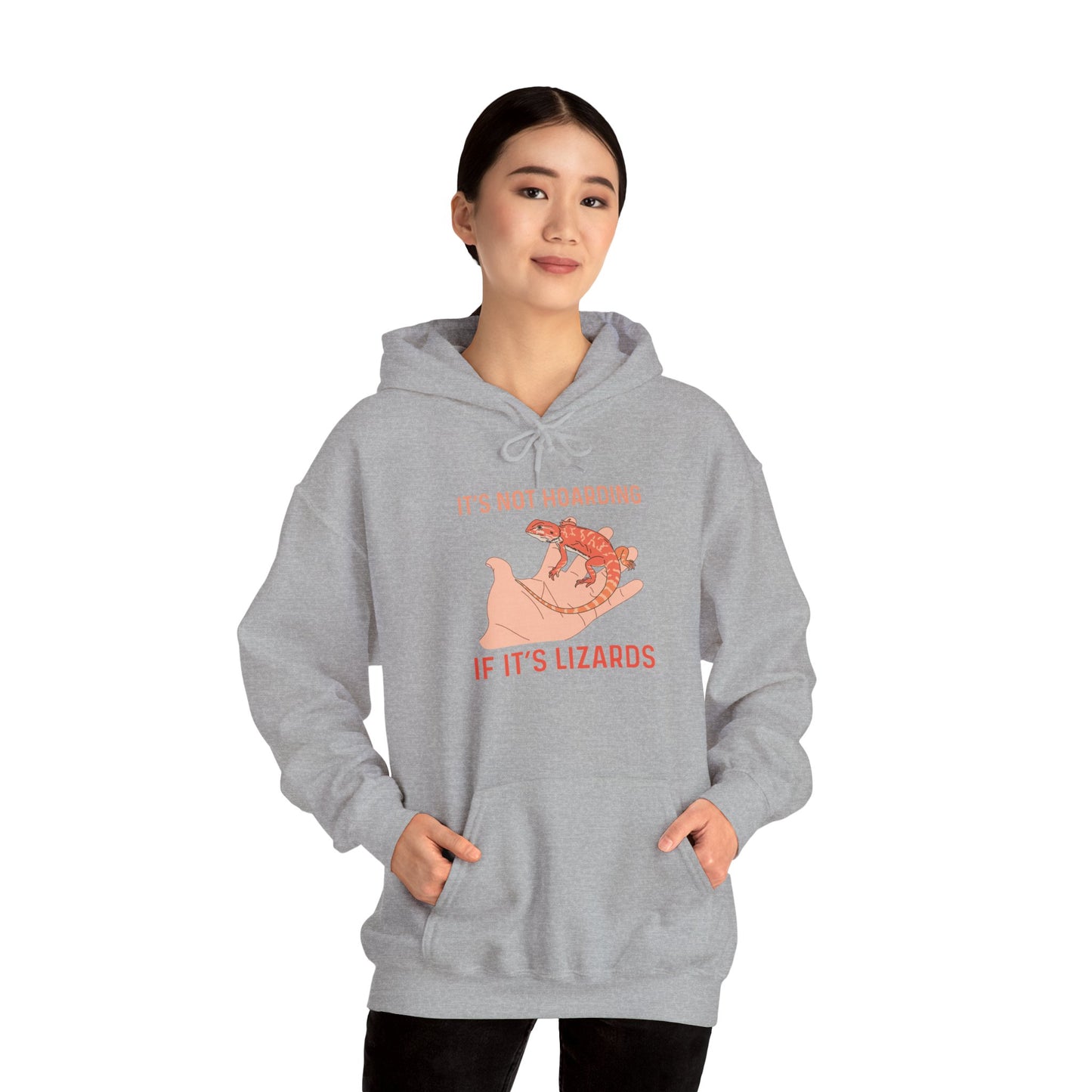 "Not Hoarding If It's Lizards"" Unisex Hooded Sweatshirt with Bold Print - Great for Reptile Lovers