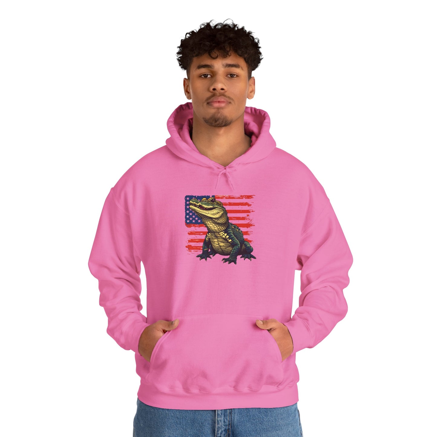 Flag Gator Cozy Unisex Hooded Sweatshirt with Bold Print - Great for Reptile Lovers
