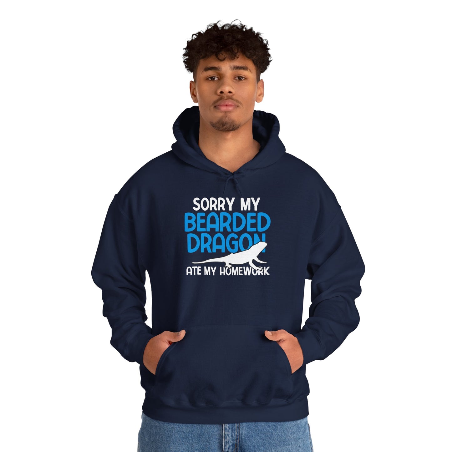 "Bearded Dragon Ate My Homework" Unisex Hooded Sweatshirt with Bold Print - Great for Reptile Lovers