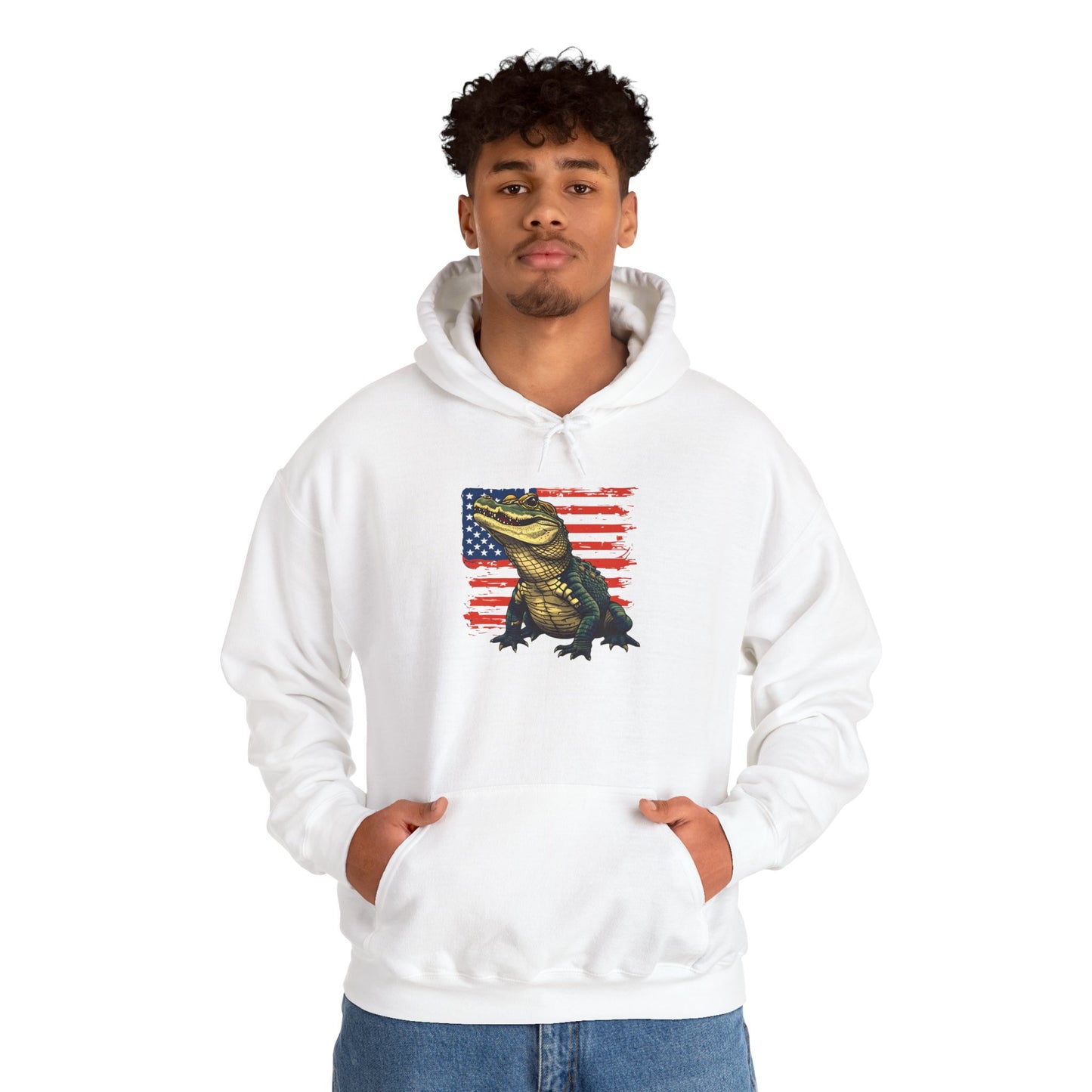Flag Gator Cozy Unisex Hooded Sweatshirt with Bold Print - Great for Reptile Lovers