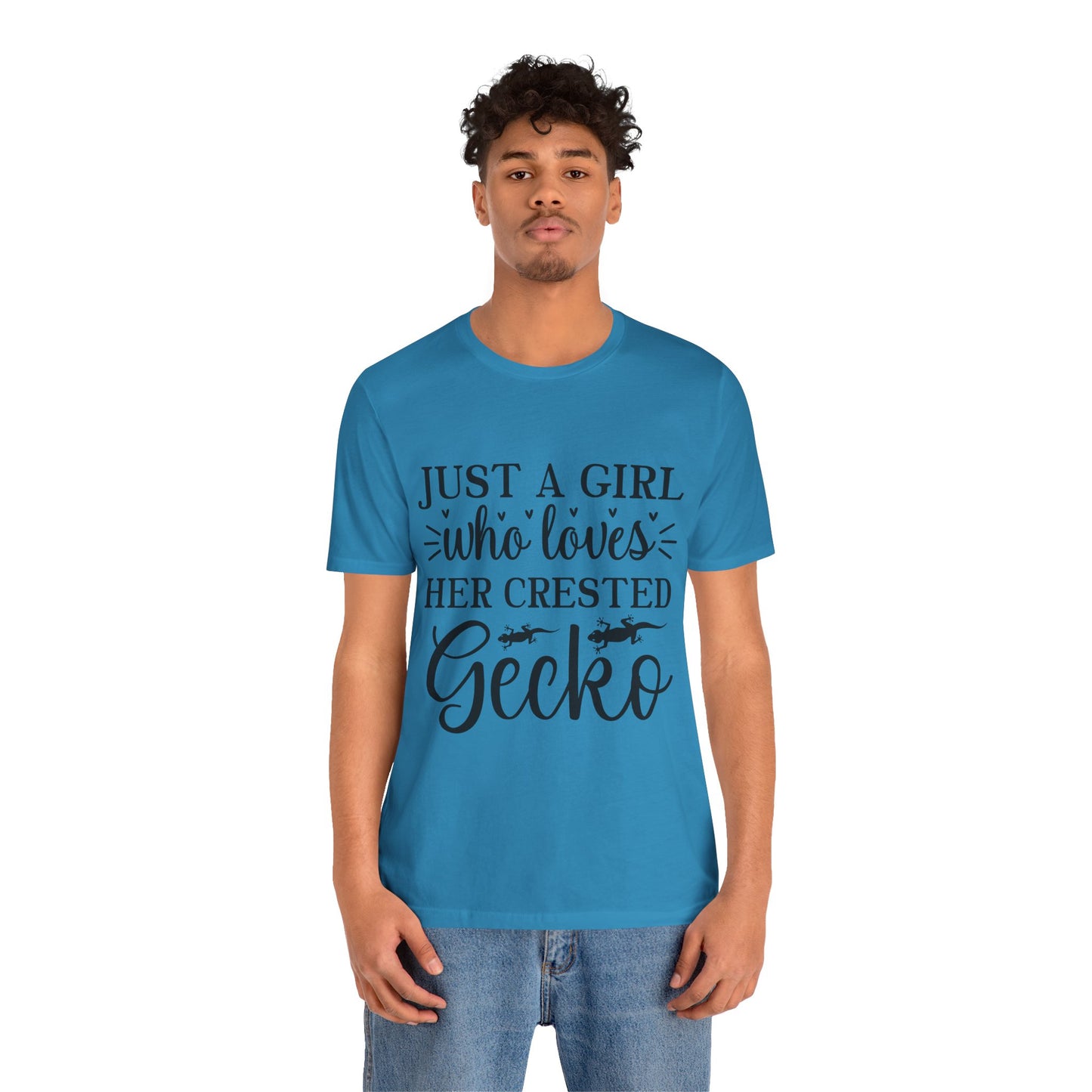 "Just a Girl Crested Gecko" Print Unisex Jersey Tee - Casual Everyday Wear - Great for Reptile Lovers