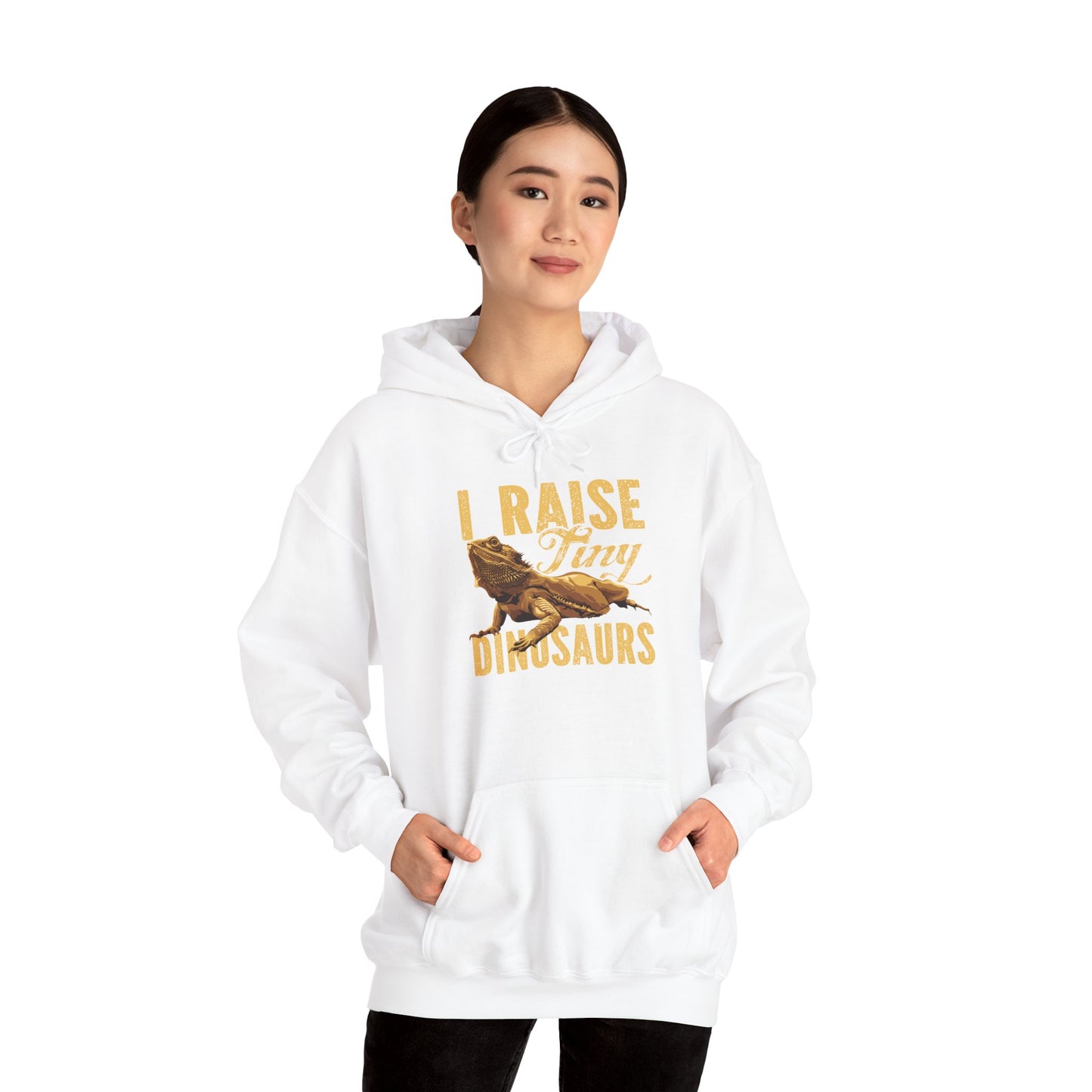 "I Raise Tiny Dinosaurs" Cozy Unisex Hooded Sweatshirt with Bold Print - Great for Reptile Lovers