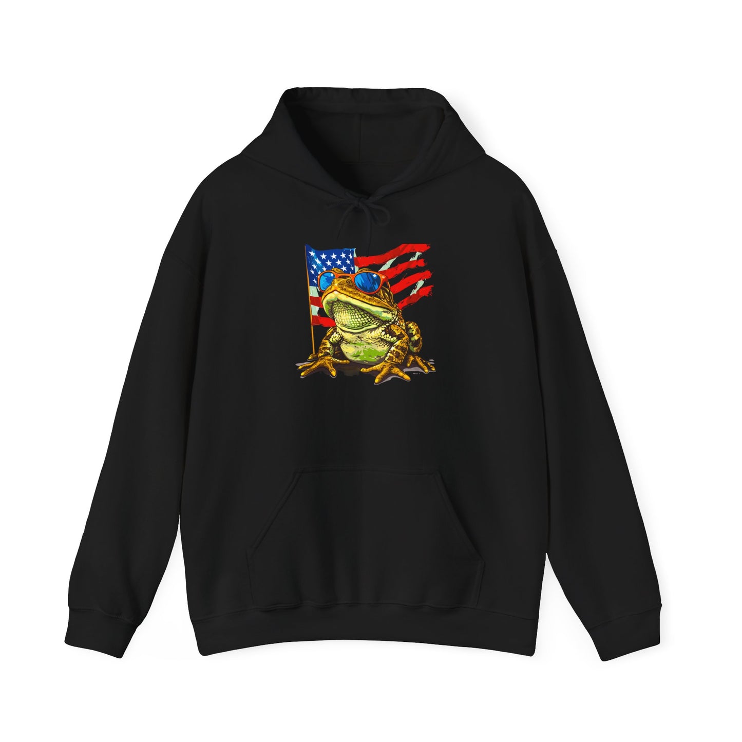 Flag Frog Cozy Unisex Hooded Sweatshirt with Bold Print - Great for Reptile Lovers