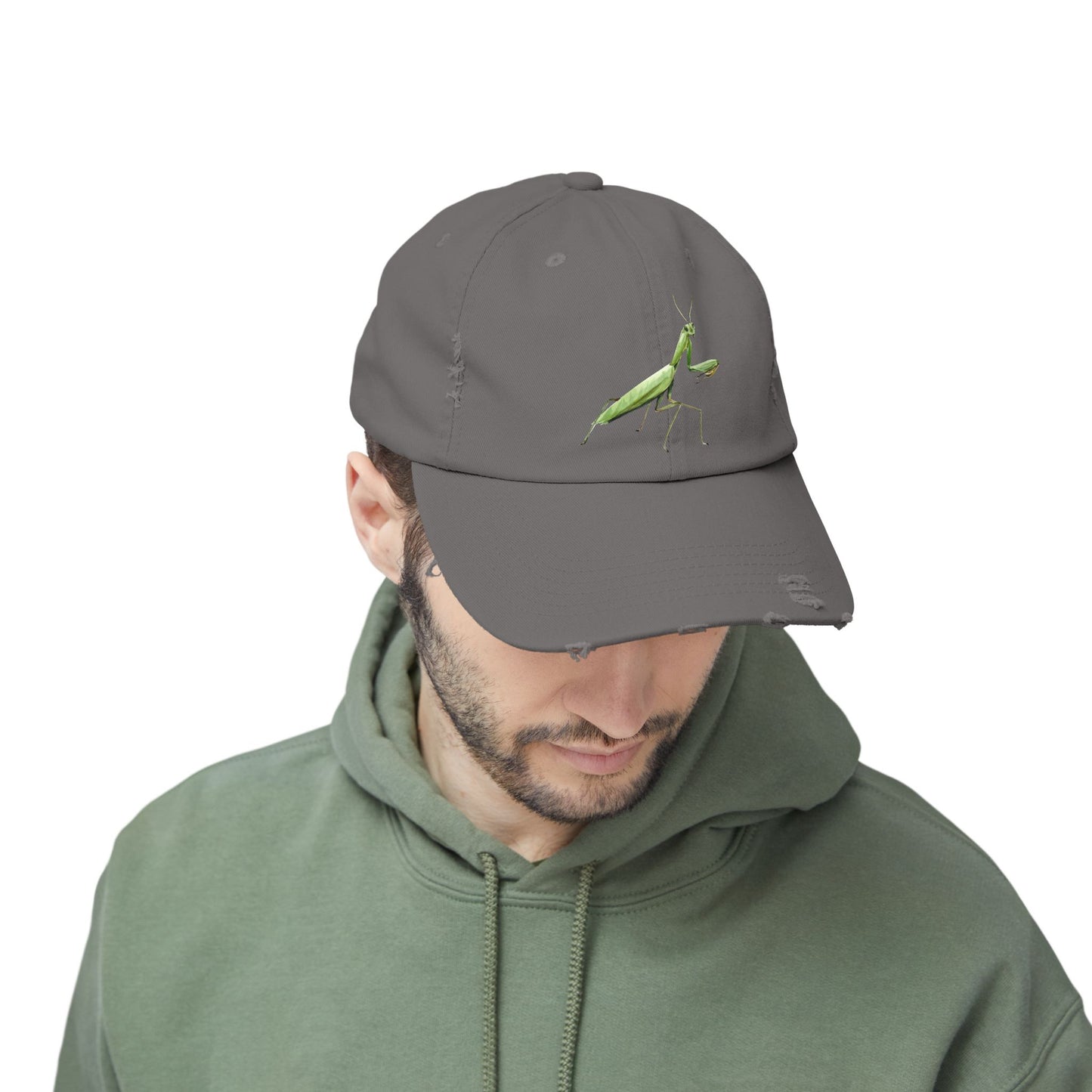 Praying Mantis Unisex Distressed Cap - Casual Streetwear Hat for Everyday Use - Great for Reptile Lovers