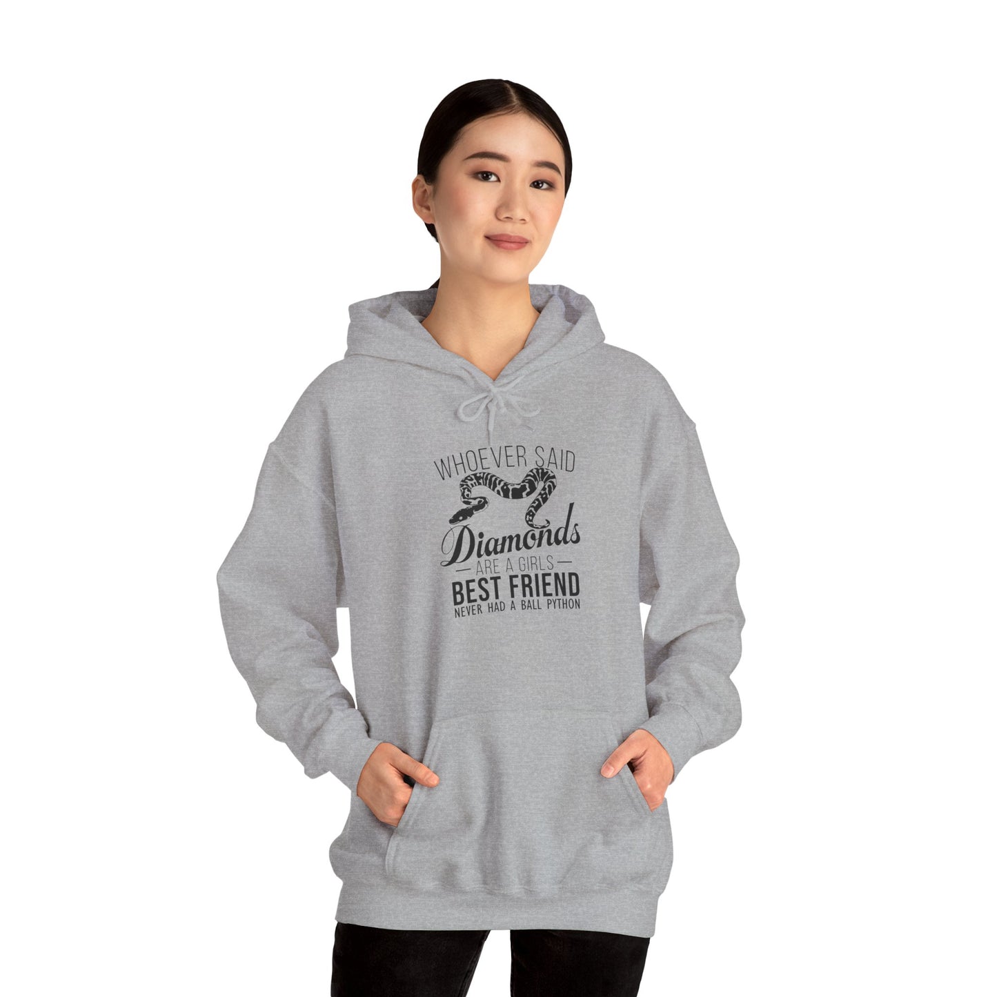 "Ball Pythons Are a Girl's Best Friend" Unisex Hooded Sweatshirt with Bold Print - Great for Reptile Lovers
