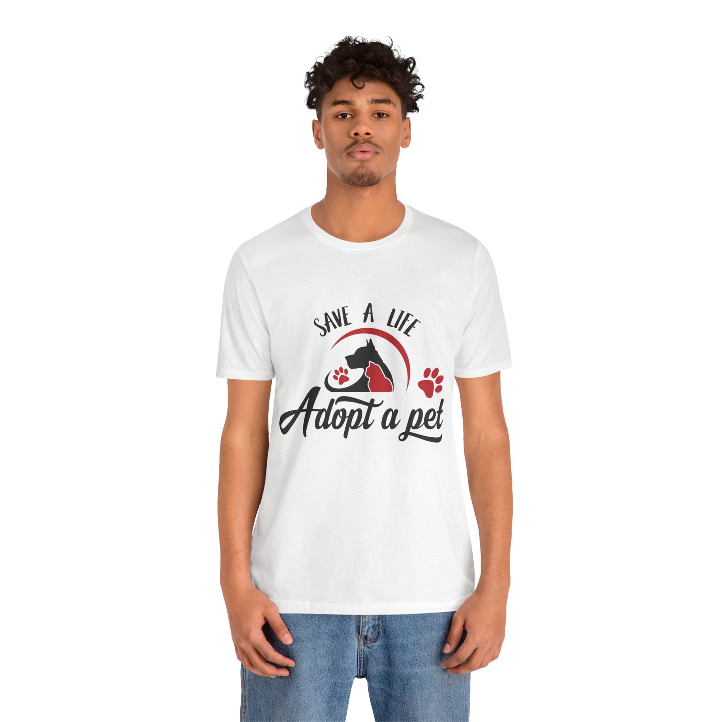 "Adopt a Pet" Print Unisex Jersey Tee - Casual Everyday Wear - Great for Pet Lovers