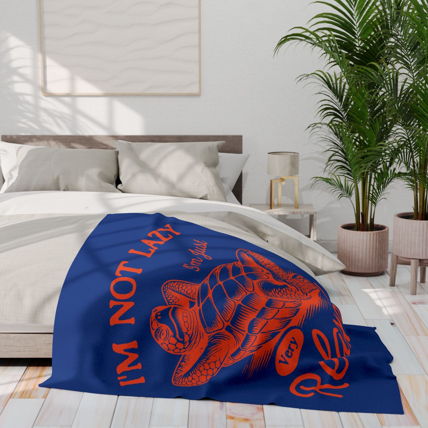 "Not Lazy Just Relaxed" Cozy Arctic Fleece Blanket | Perfect for Home Decor, Gifting, and Cozy Nights - Snuggle up with a Turtle