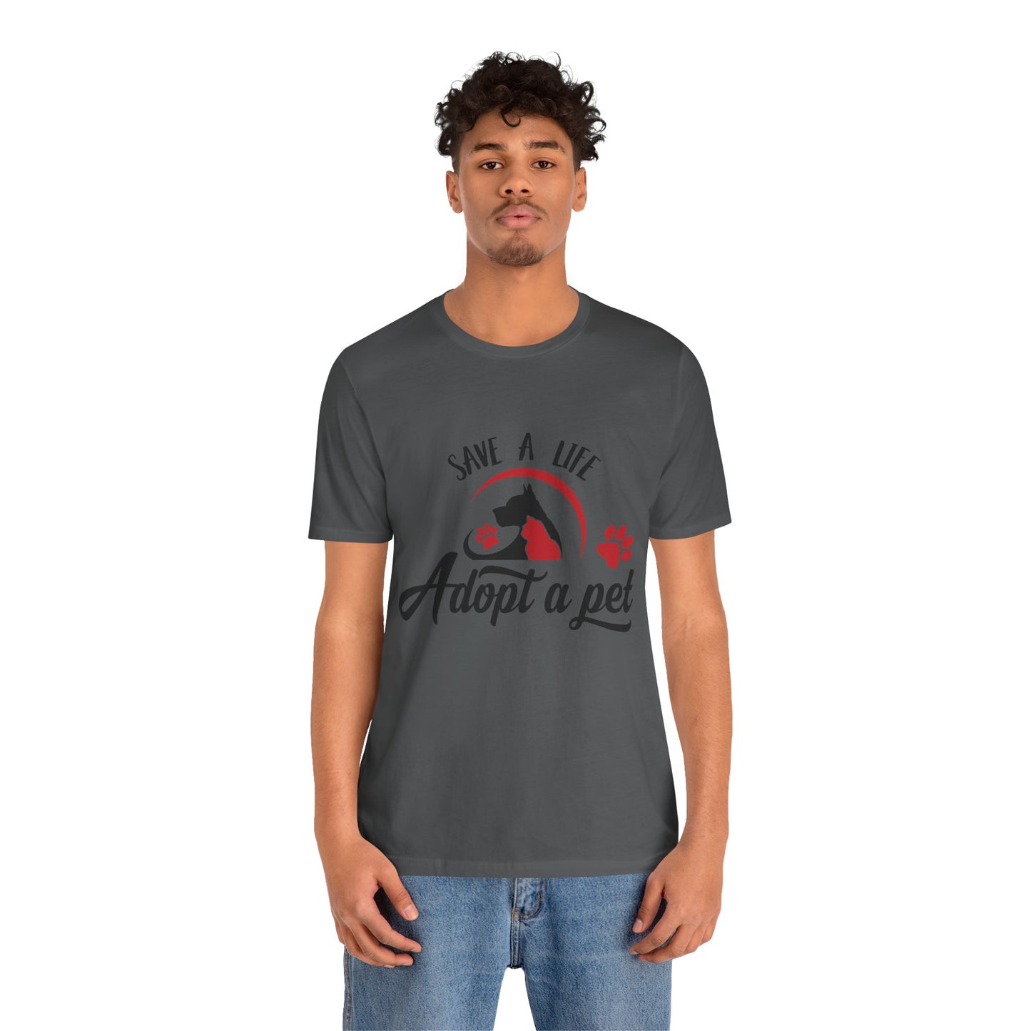 "Adopt a Pet" Print Unisex Jersey Tee - Casual Everyday Wear - Great for Pet Lovers