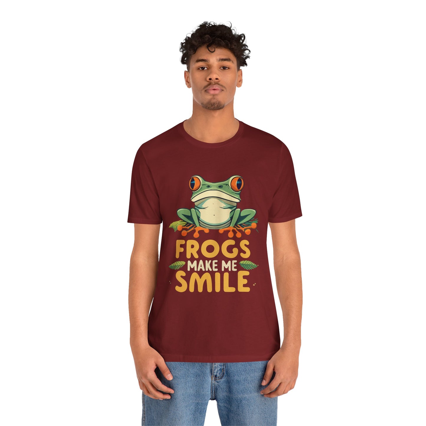 "Frogs Make Me Smile" Unisex Jersey Tee - Casual Everyday Wear - Great for Reptile Lovers