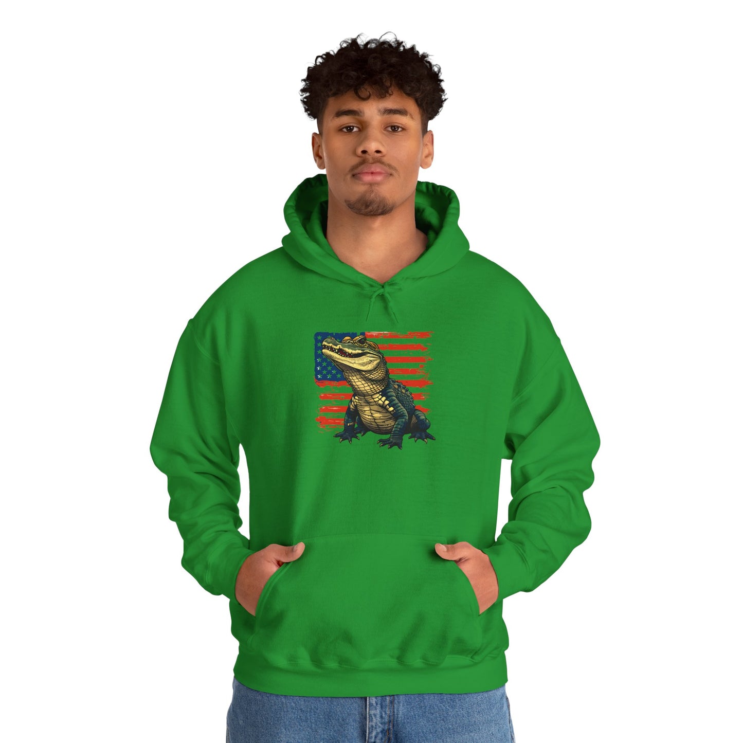Flag Gator Cozy Unisex Hooded Sweatshirt with Bold Print - Great for Reptile Lovers