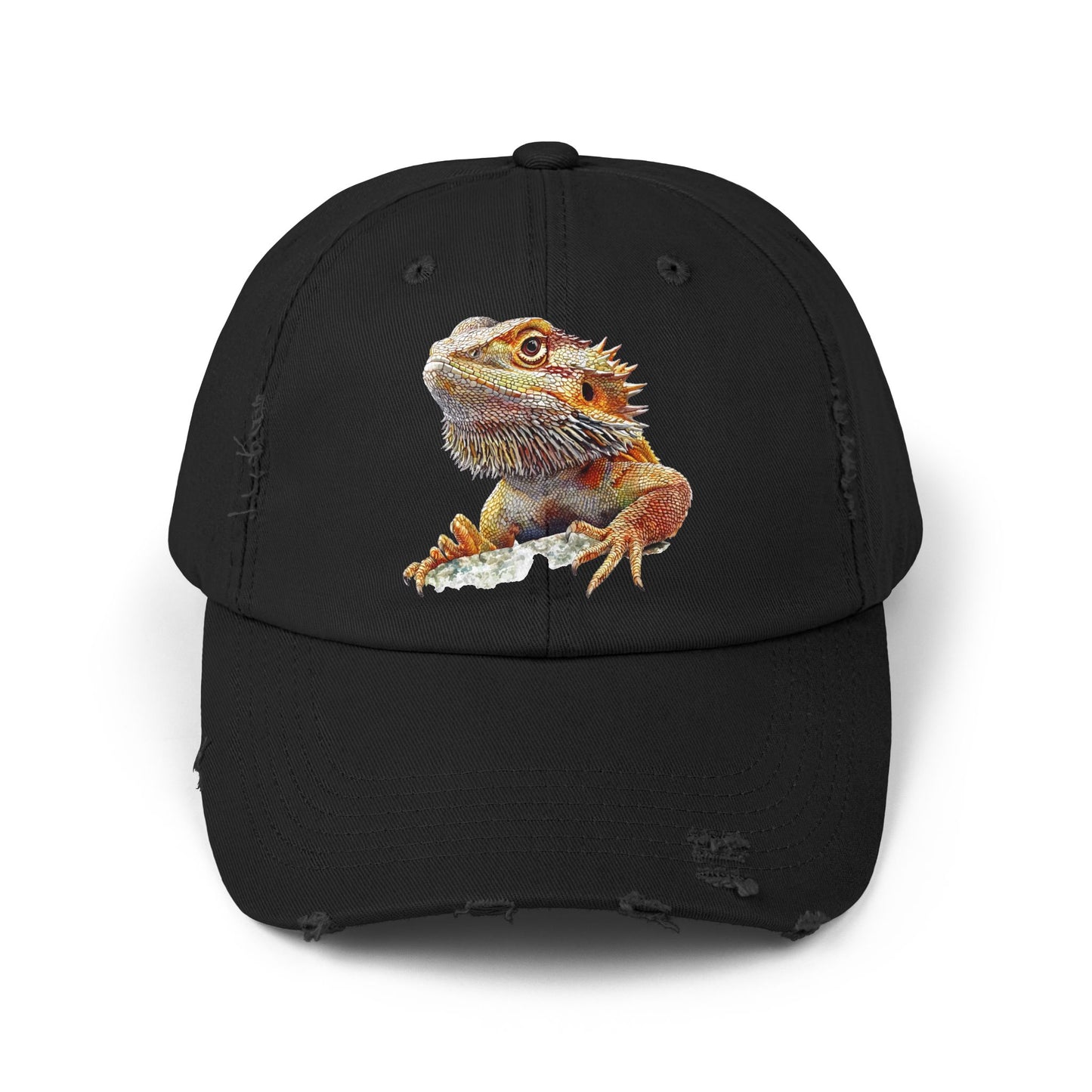 Bearded Dragon Unisex Distressed Cap - Casual Streetwear Hat for Everyday Use - Great for Reptile Lovers