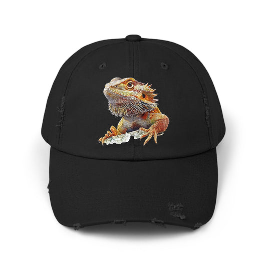 Bearded Dragon Unisex Distressed Cap - Casual Streetwear Hat for Everyday Use - Great for Reptile Lovers