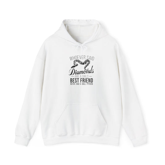 "Ball Pythons Are a Girl's Best Friend" Unisex Hooded Sweatshirt with Bold Print - Great for Reptile Lovers