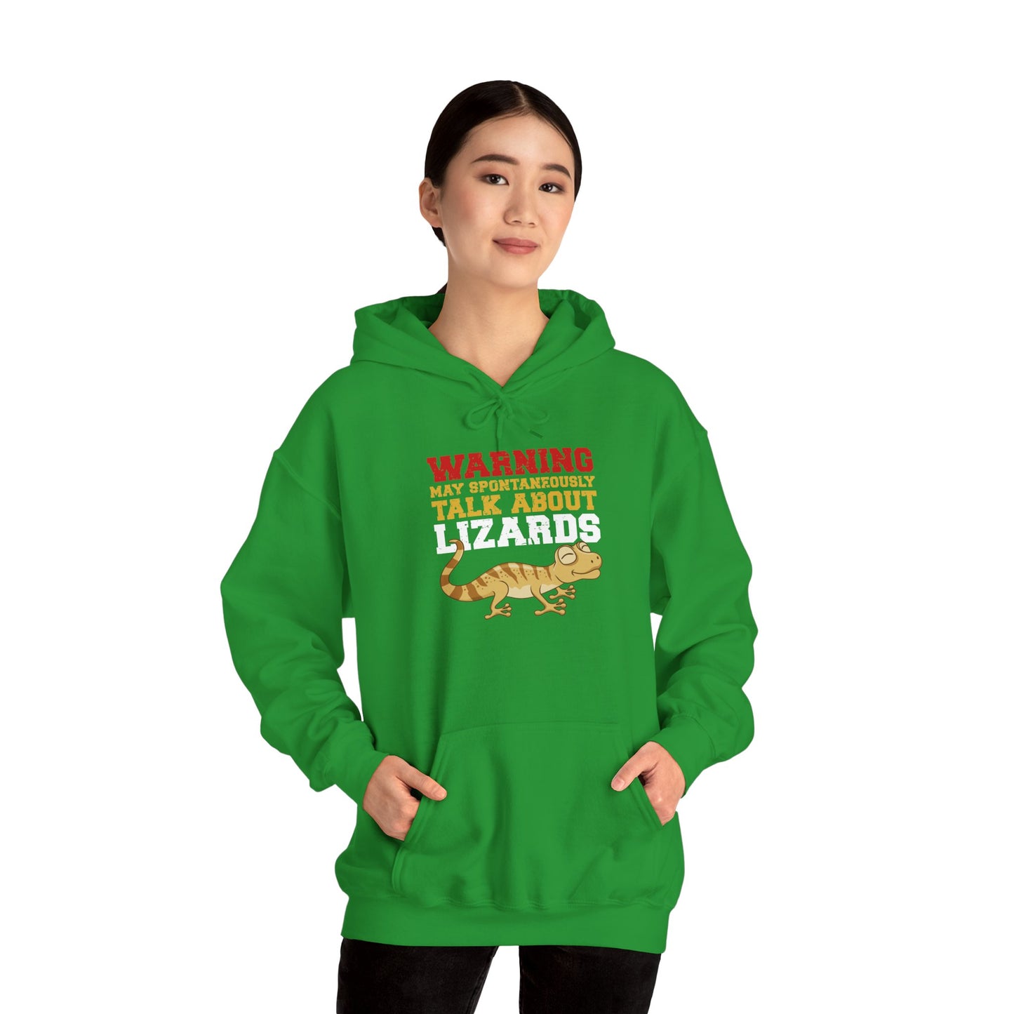 "May Spontaneously Talk About Lizards" Unisex Hooded Sweatshirt with Bold Print - Great for Reptile Lovers