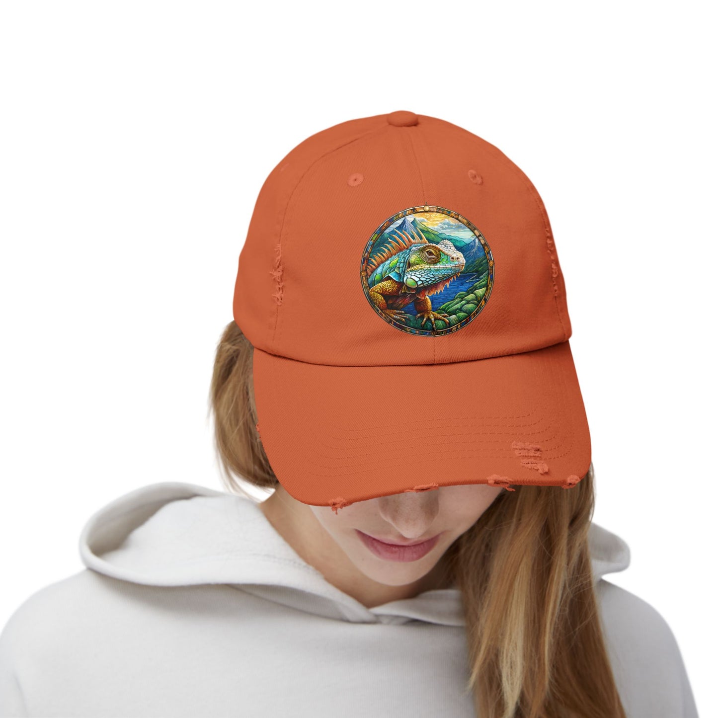 Iguana Unisex Distressed Cap - Casual Streetwear Hat for Everyday Use - Great for Reptile Lovers