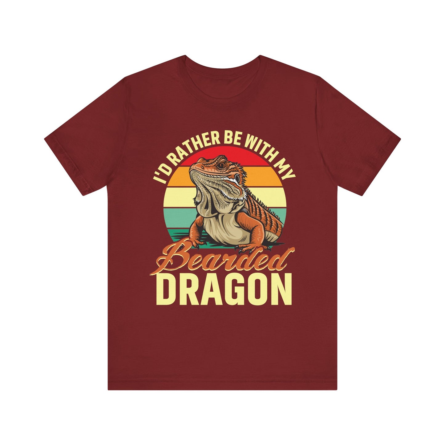 "I'd Rather Be With My Bearded Dragon" Print Unisex Jersey Tee - Casual Everyday Wear - Great for Reptile Lovers