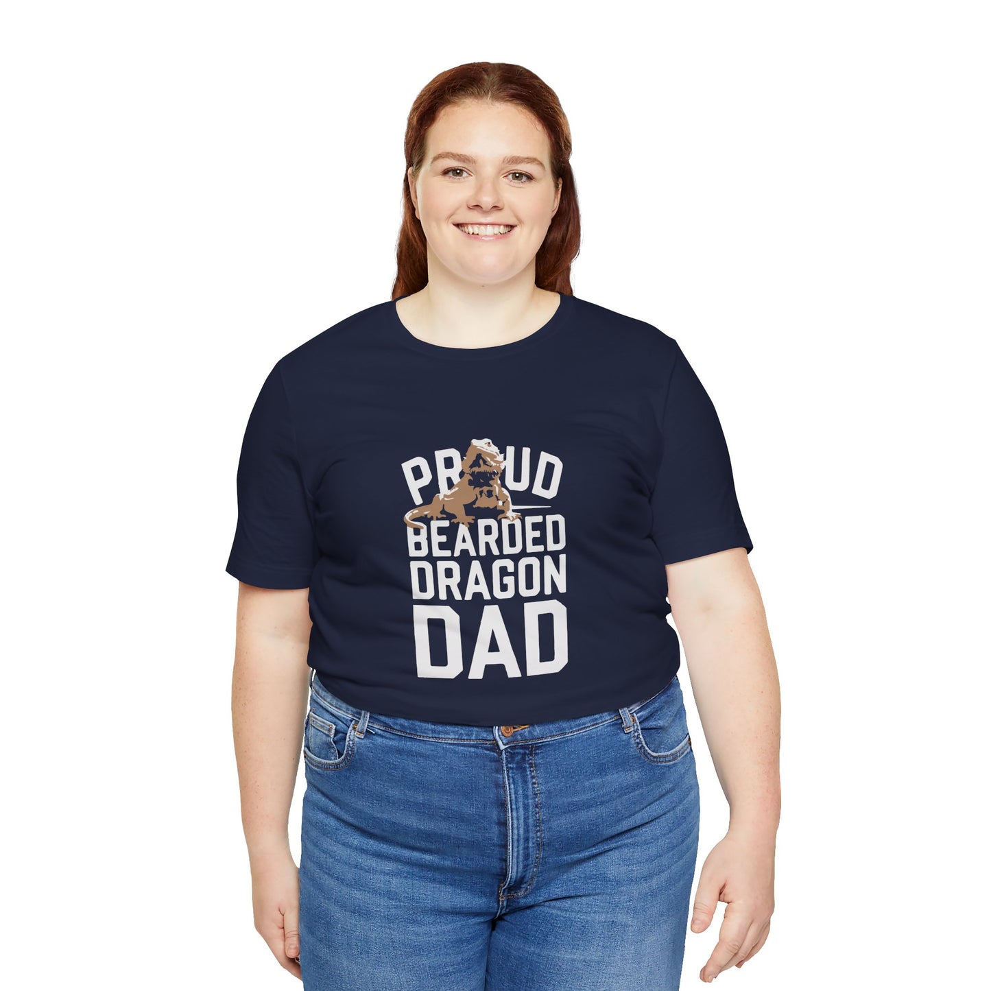 "Proud Bearded Dragon Dad" Print Unisex Jersey Tee - Casual Everyday Wear - Great for Reptile Lovers