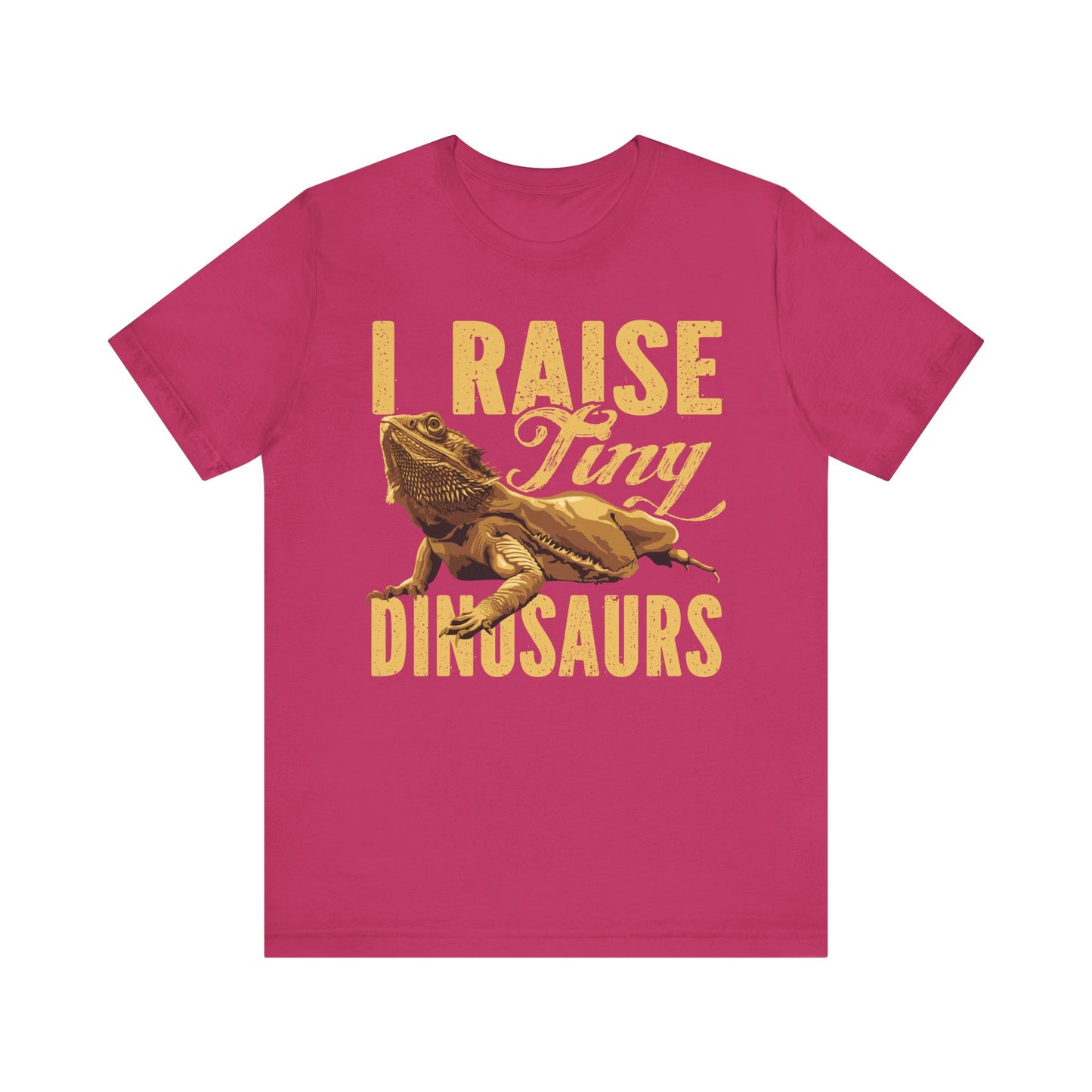 "I Raise Tiny Dinosaurs" Bearded Dragon Print Unisex Jersey Tee - Casual Everyday Wear - Great for Reptile Lovers
