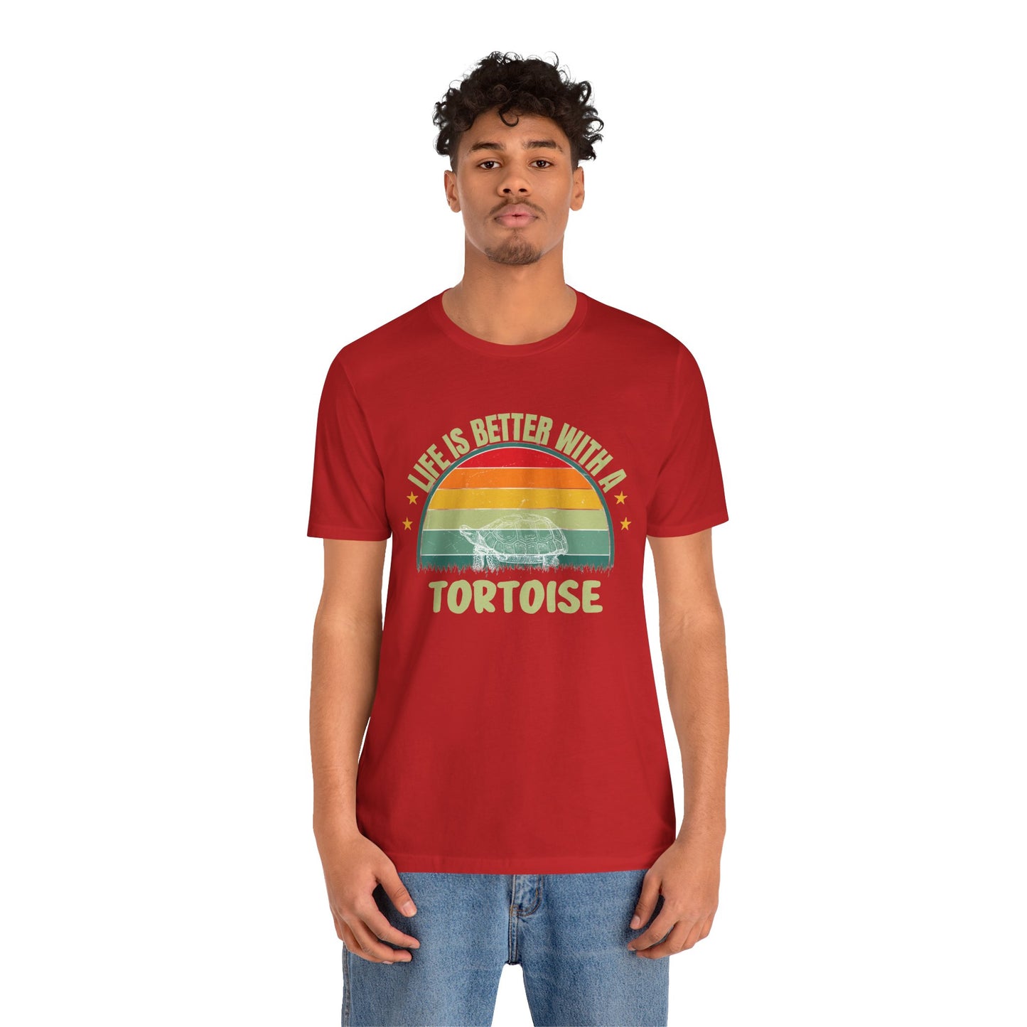 "Life is Better with a Tortoise" Unisex Jersey Tee - Casual Everyday Wear - Great for Reptile Lovers
