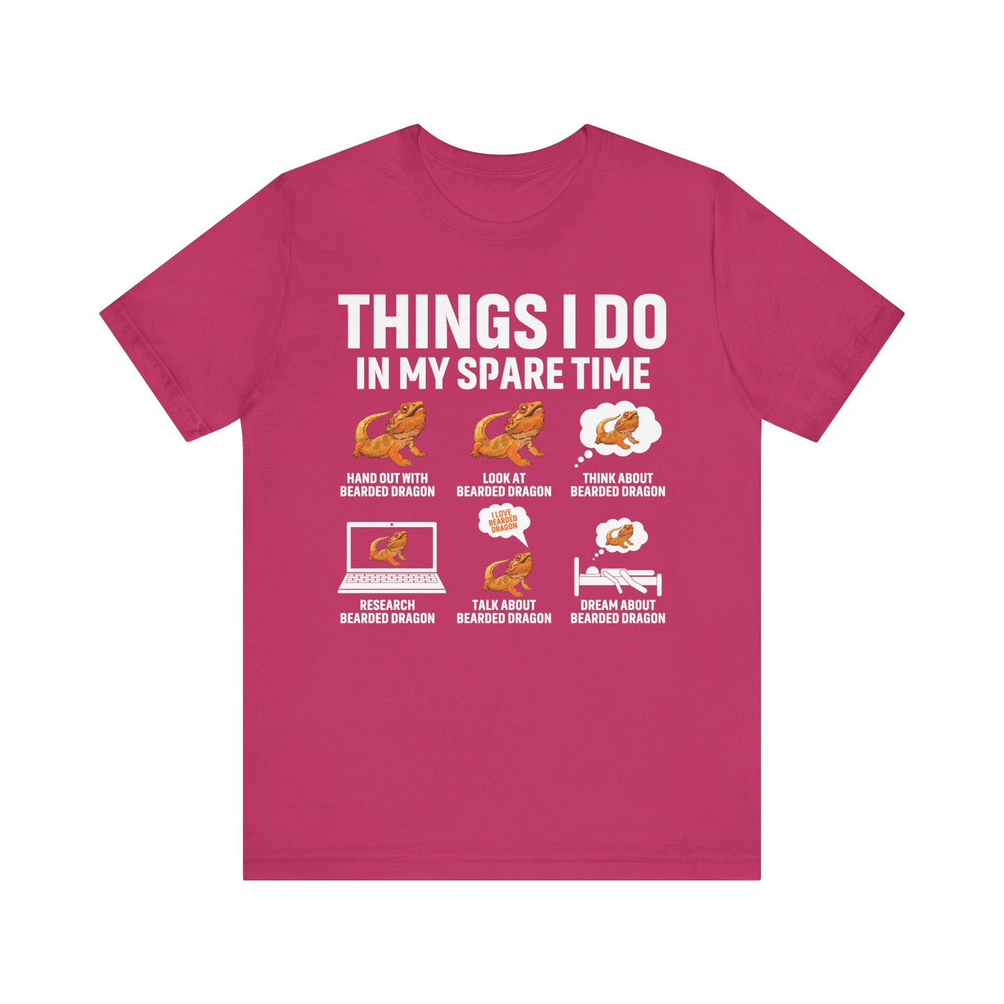 "Things I Do in My Spare Time..Beardie" Unisex Jersey Tee - Casual Everyday Wear - Great for Reptile Lovers