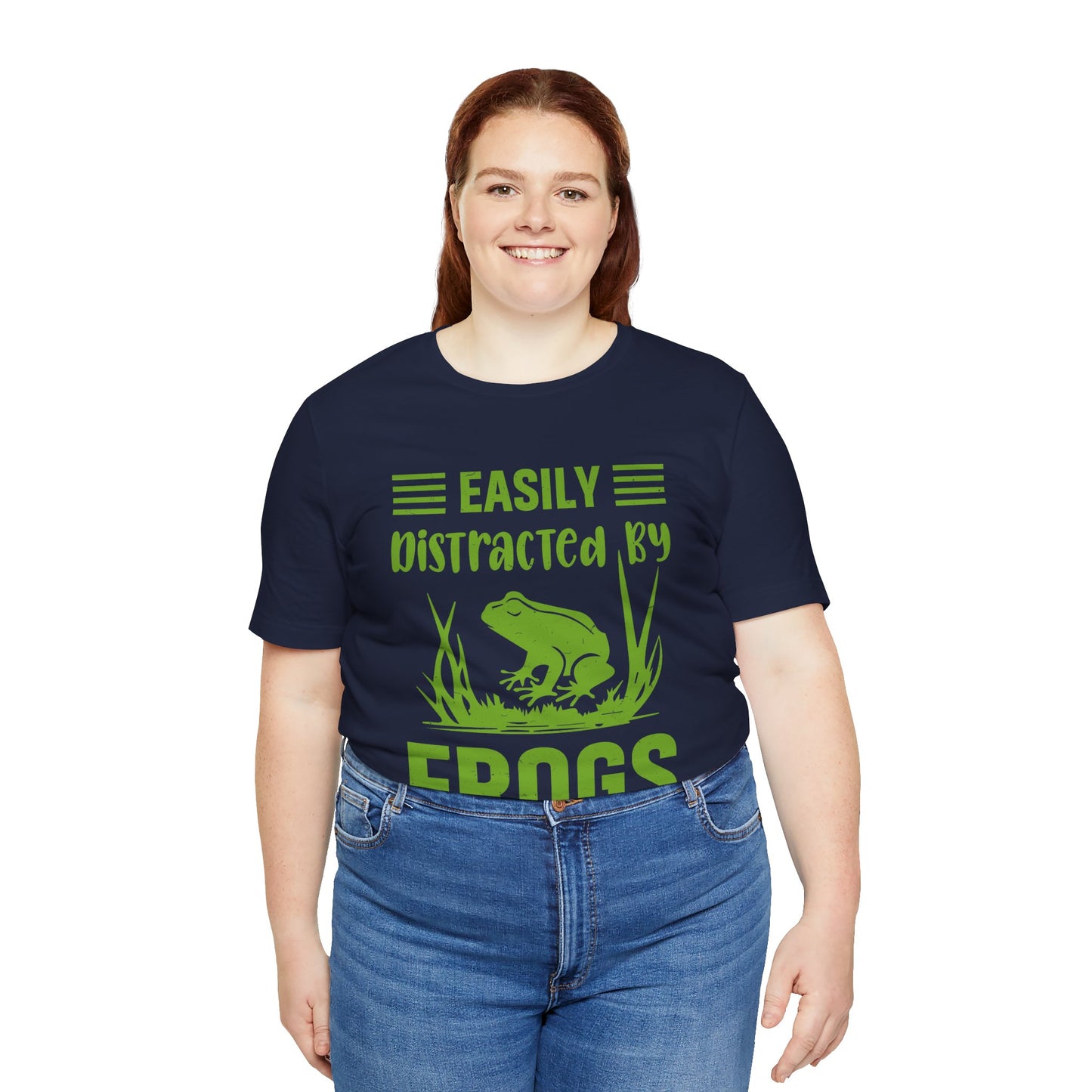 "Easily Distracted by Frogs" Print Unisex Jersey Tee - Casual Everyday Wear - Great for Reptile Lovers
