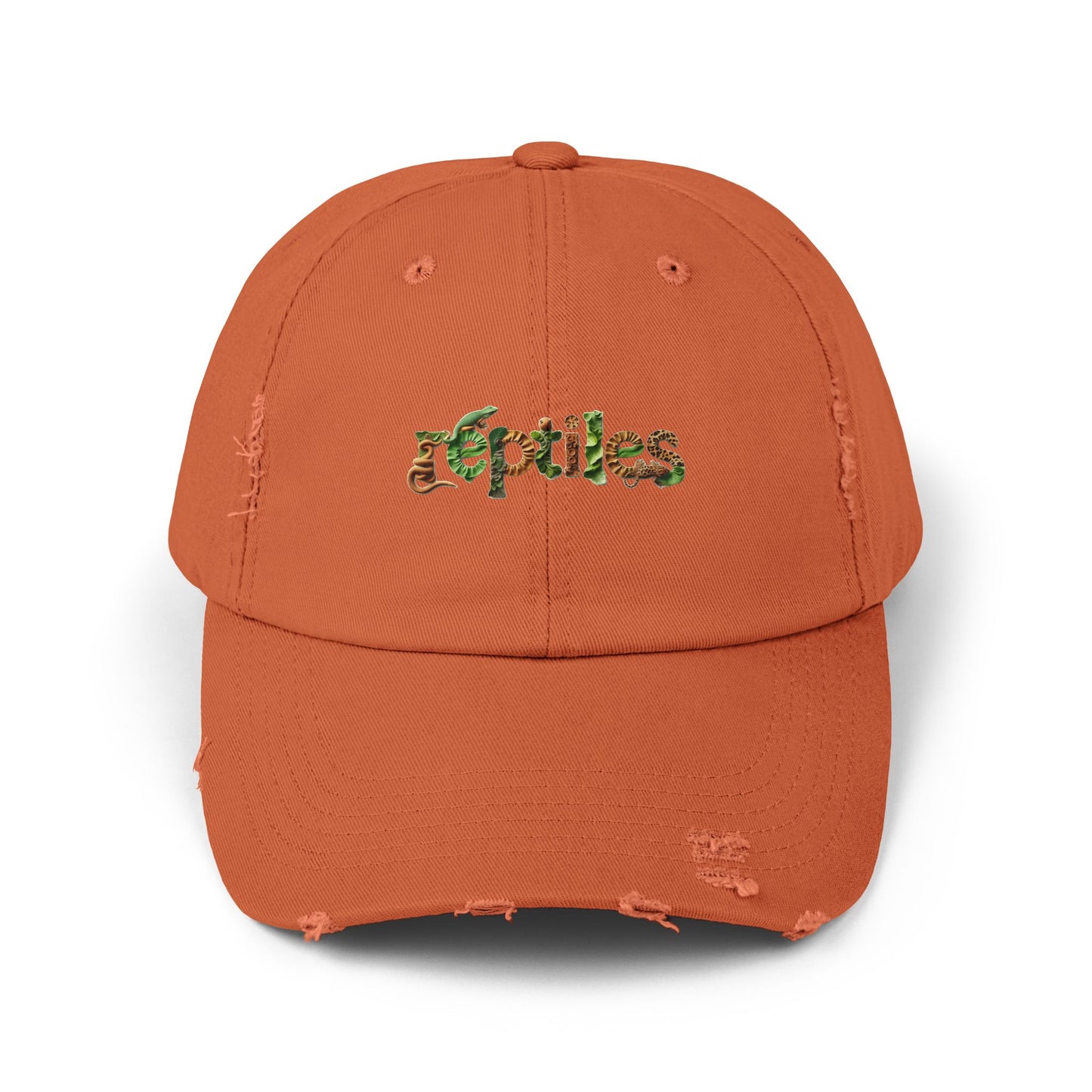 Reptiles Lettering Unisex Distressed Cap - Casual Streetwear Hat for Everyday Use - Great for Reptile Lovers