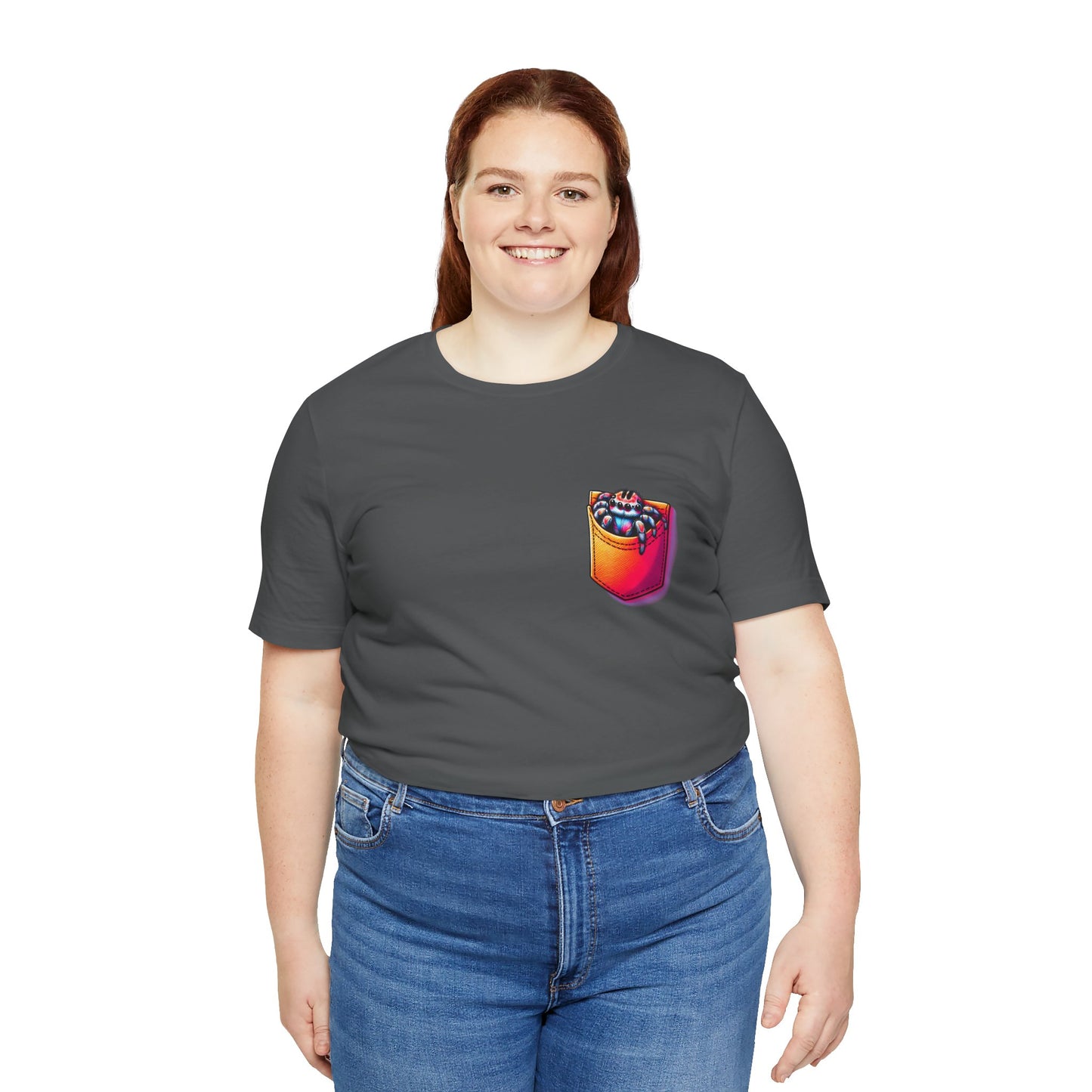 "Pocket Spider" Print Unisex Jersey Tee - Casual Everyday Wear - Great for Reptile Lovers
