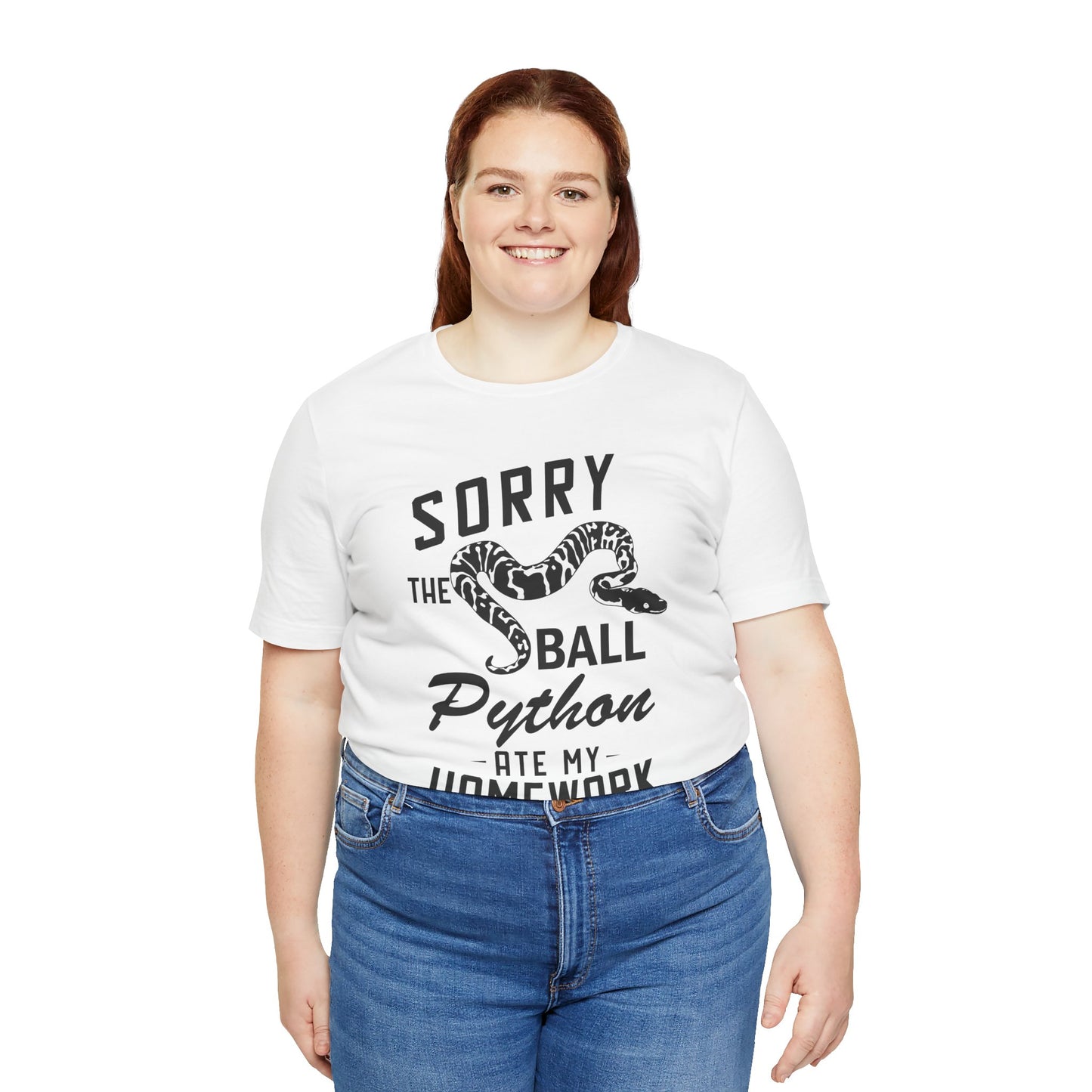 "The Ball Python Ate My Homework" Unisex Jersey Tee - Casual Everyday Wear - Great for Reptile Lovers
