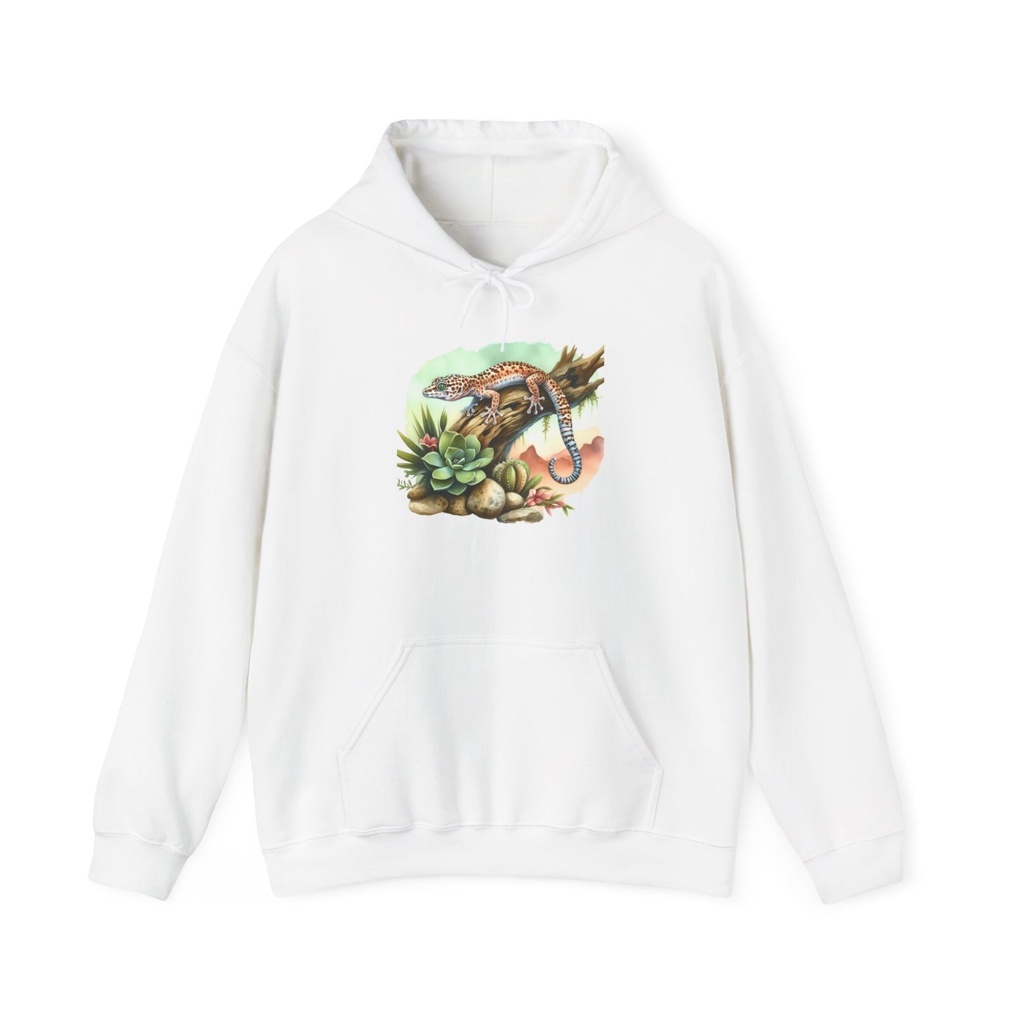 Gecko in a Tree Unisex Hooded Sweatshirt with Bold Print - Great for Reptile Lovers