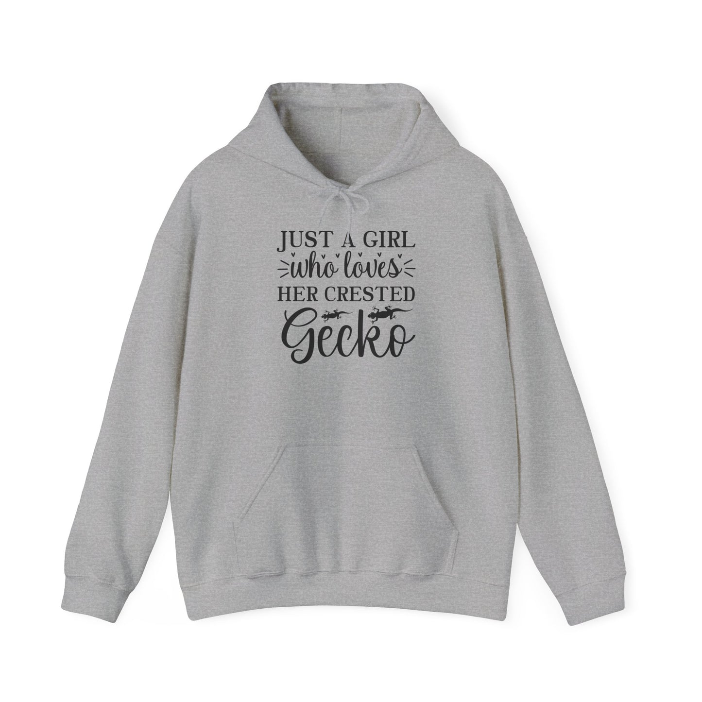 "Just a Girl Who Loves Her Crested Gecko" Unisex Hooded Sweatshirt with Bold Print - Great for Reptile Lovers