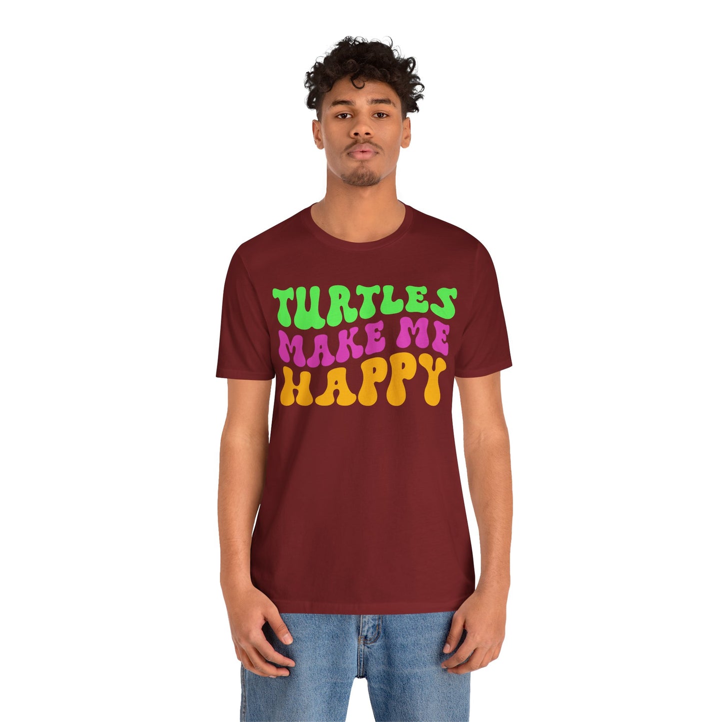 "Turtles Make Me Happy" Unisex Jersey Tee - Casual Everyday Wear - Great for Reptile Lovers