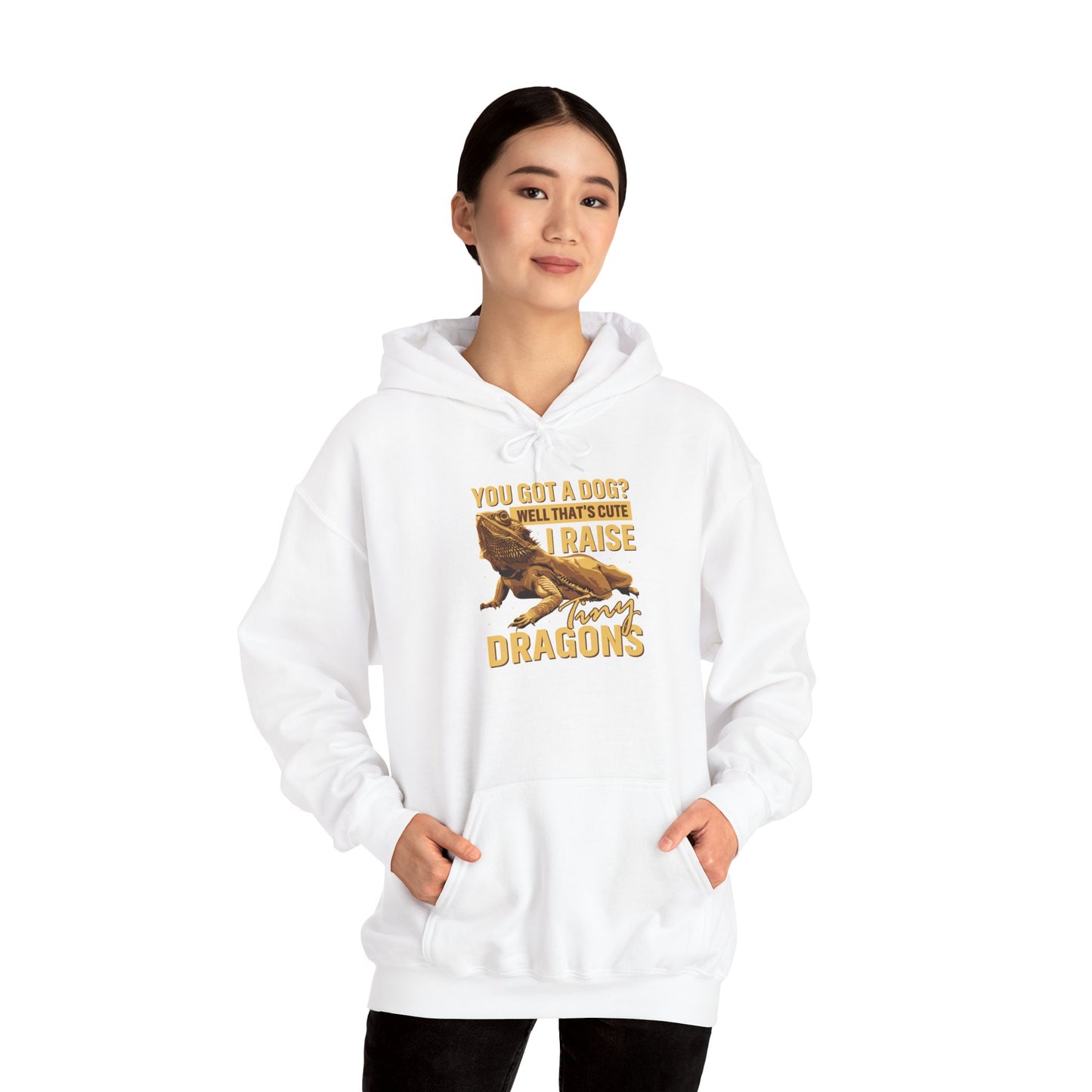 "I Raise Tiny Dragons" Unisex Hooded Sweatshirt with Bold Print - Great for Reptile Lovers