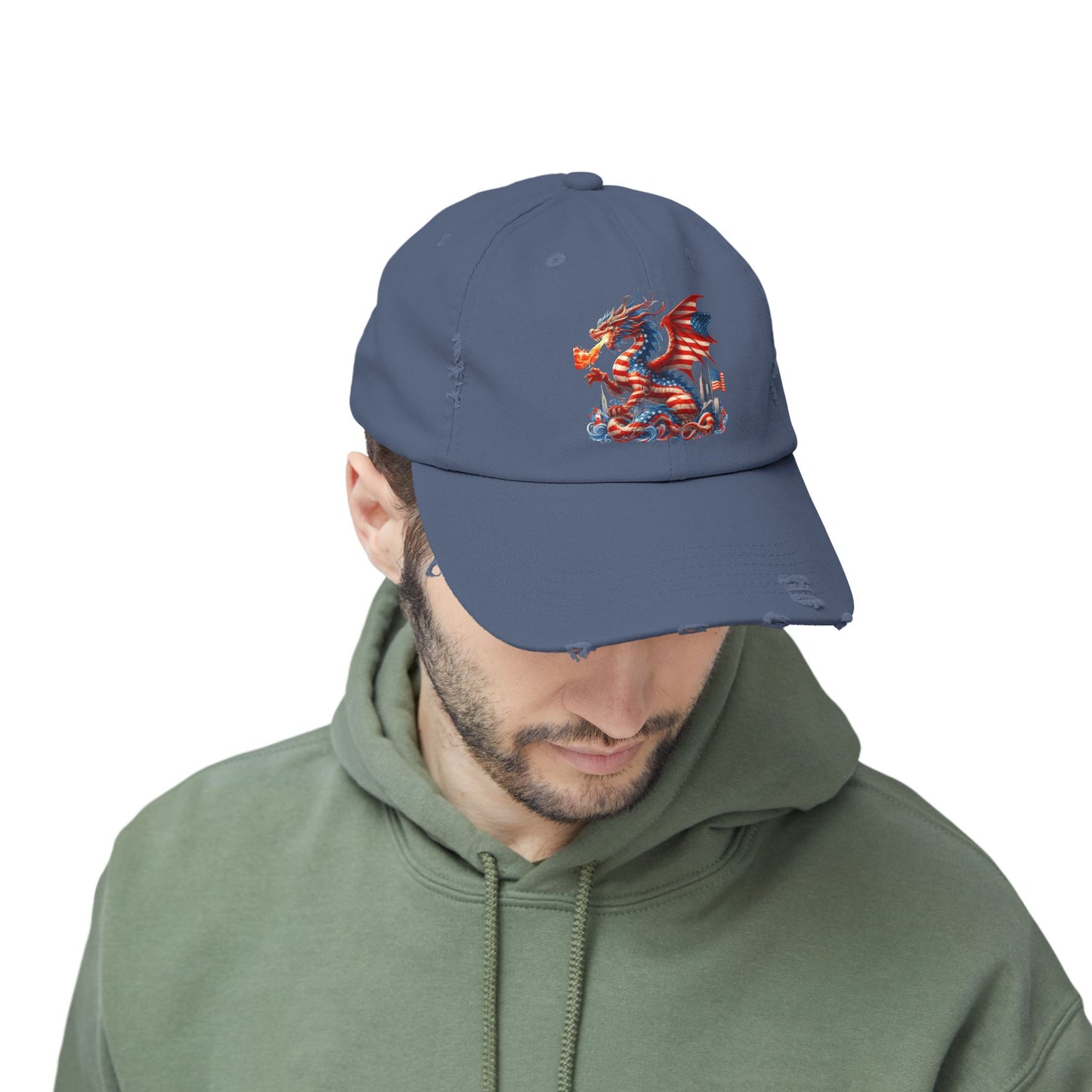 Dragon Flag Unisex Distressed Cap - Casual Streetwear Hat for Everyday Use - Great for Reptile Lovers